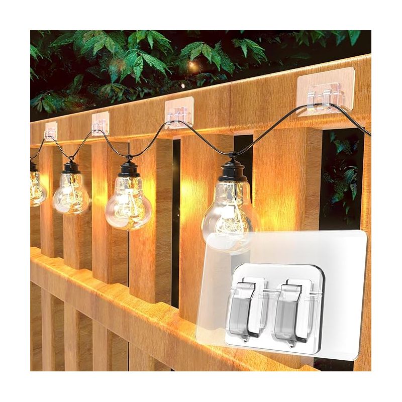 25 Selbstklebende Haken Für Lichterketten Im Außenbereich, Werkzeuglose Montage, Wasserdicht, Uv-beständig, Kabelhalterung Für Weihnachtsdekoration, Terrasse, Garten, Balkon