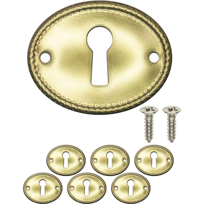 Set Aus 6 Antiken Schlüsselplatten, Schlossrosetten, Vintage-design, Messing, 35 X 27 Mm, Oval, Vergoldet