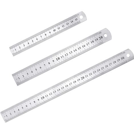 Set Mit 3 Edelstahl-linealen – Längen 15/20/30 Cm – Doppelseitig Mit Gut Lesbaren Skalen – Verschleiß- Und Korrosionsbeständig