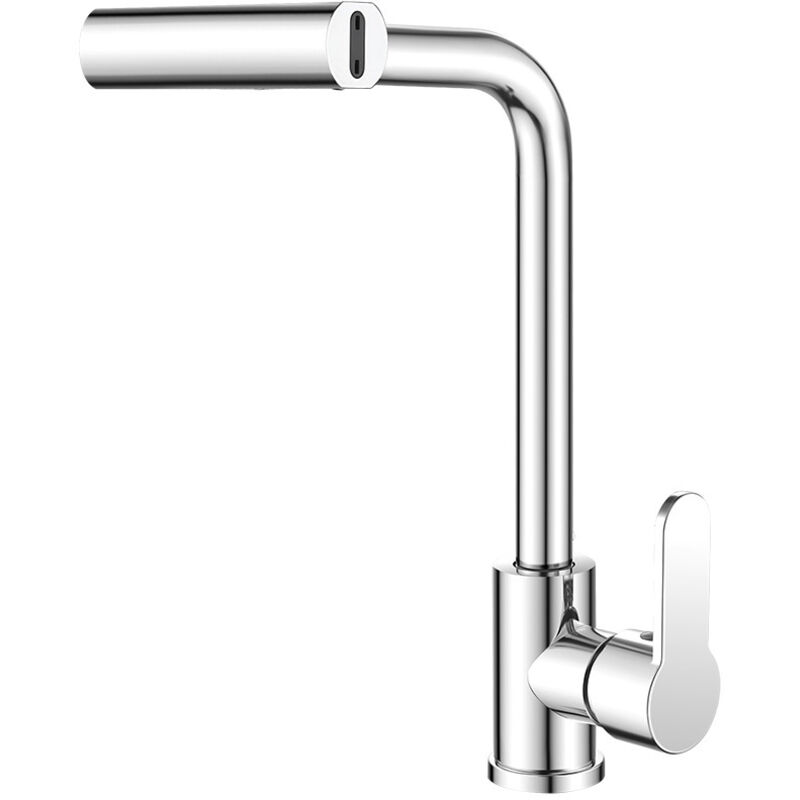 Küchenarmatur Mit Warm-/kaltwasseranschluss. Multifunktionale Armatur Mit Schwenk- Und Teleskopierbarem Auslauf Für Waschbecken, 60 Cm Schlauch, Silberfarben.