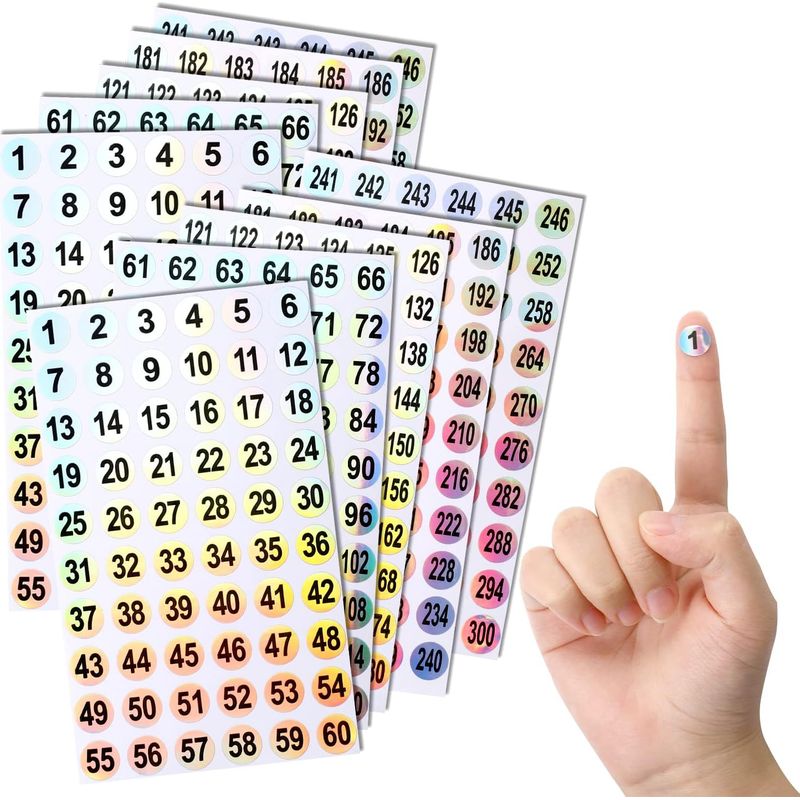 Ein Set Mit 1 Bis 300 Reflektierenden, Selbstklebenden Zahlen – 10 Bögen Lasersticker – 600 Wasserfeste, Selbstklebende Etiketten – Ofennummern Zum Sortieren, Organisieren, Klassifizieren Und Für Schu