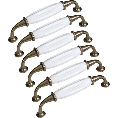 Set Mit 6 Keramik-türknöpfen, 128 Mm – Moderner Möbelgriff – Einfache Montage Mit Mitgelieferten Schrauben – Für Schubladen Und Schränke