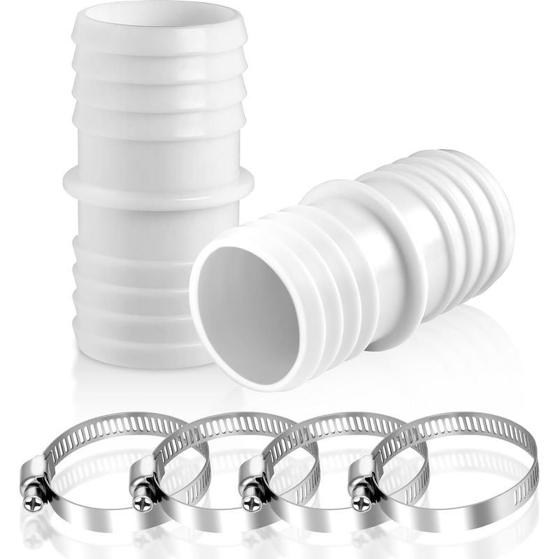 2-teiliges Set Poolschlauchverbinder, 32-zu-32-mm-schlauchverbinder, Poolschlauchadapter Mit 4 Edelstahl-schlauchschellen