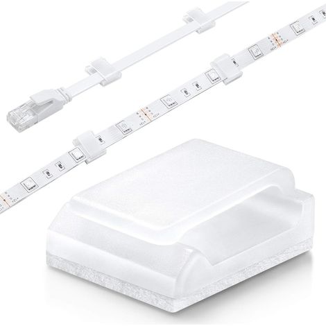 100 Selbstklebende Kabelbinder, Kabelclips Zur Organisation Und Zum Kabelmanagement, Wandkabelbinder Für Leds In Schlafzimmer/büro/pc/ladegerät/lampe/auto, Weiß