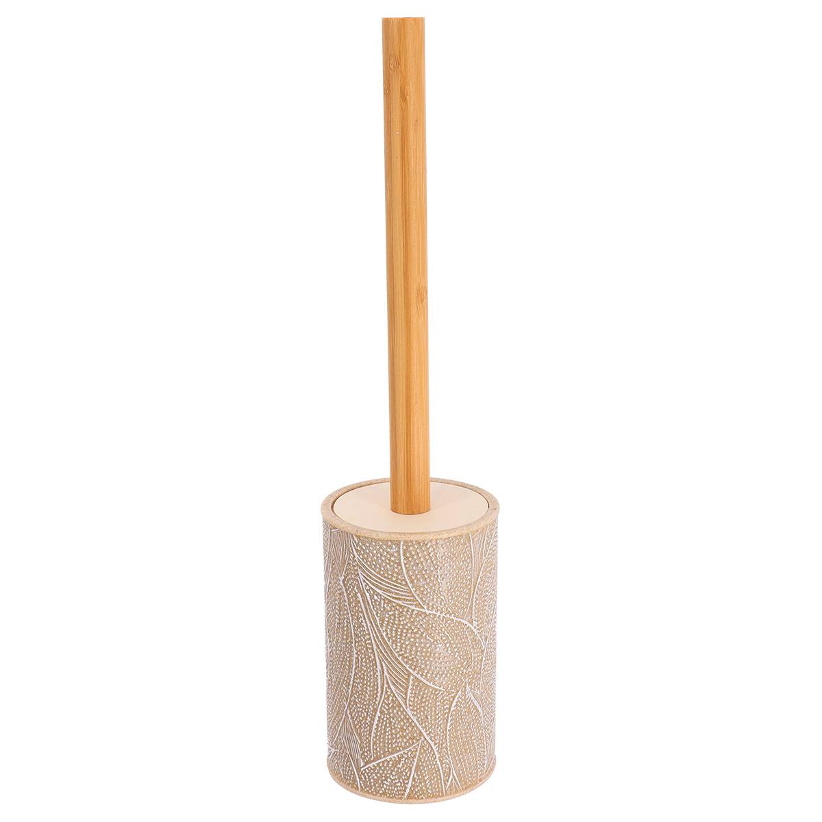 Runde Wc-bürste Aus Polyresin Mit Botanischem Muster – Beige - Tendance
