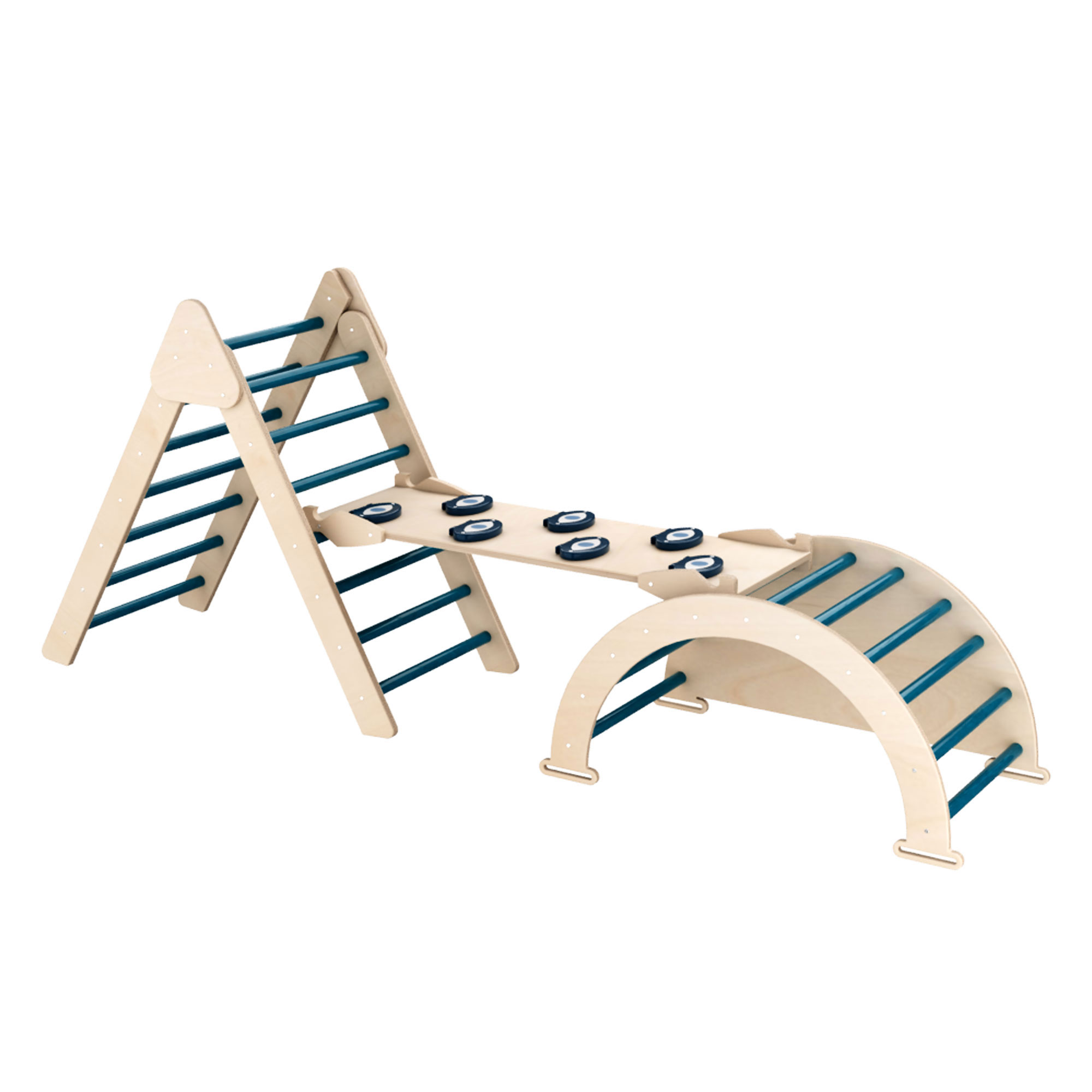 Bambam - Montessori Kletterbogen 200x80x45 Cm Dreieck Mit Massivholzkissen Für Kinder Von 1-3 Jahren