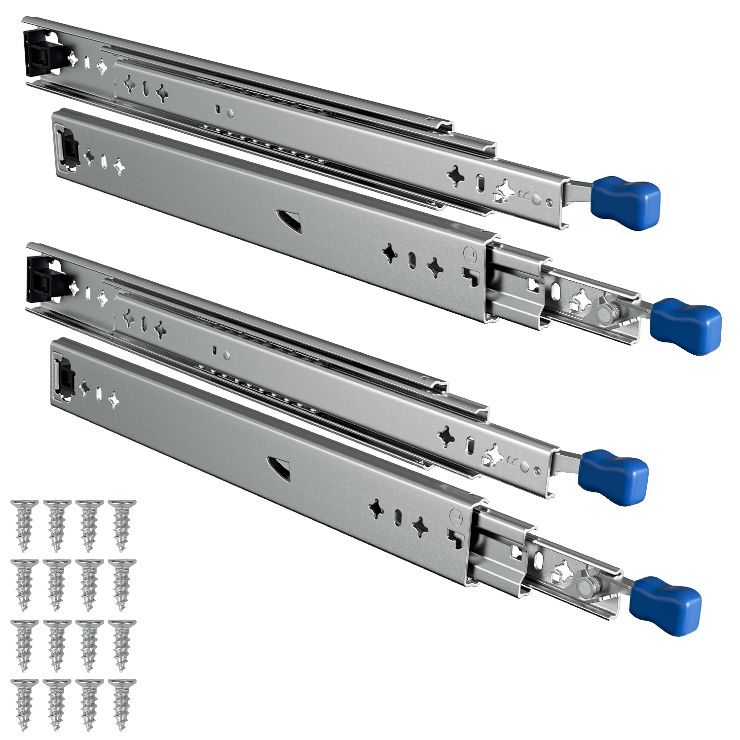 Tolletour 2 Paar Teleskopschienen Für Schwere Schubladen, 3-teilig, 2 Mm Stahl, Verriegelbar Und Herausnehmbar, 120kg, 400mm