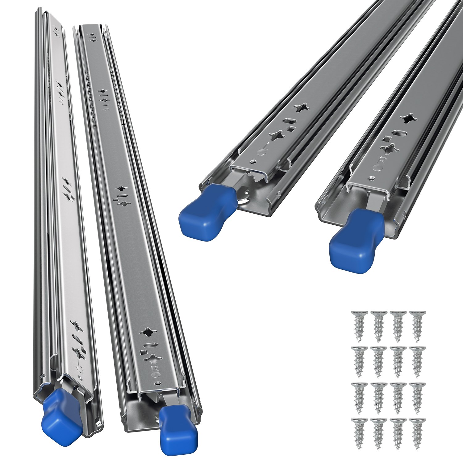 Tolletour 2 Paar Teleskopschienen Für Schwere Schubladen, 3-teilig, 2 Mm Stahl, Verriegelbar Und Herausnehmbar, 99kg, 800mm