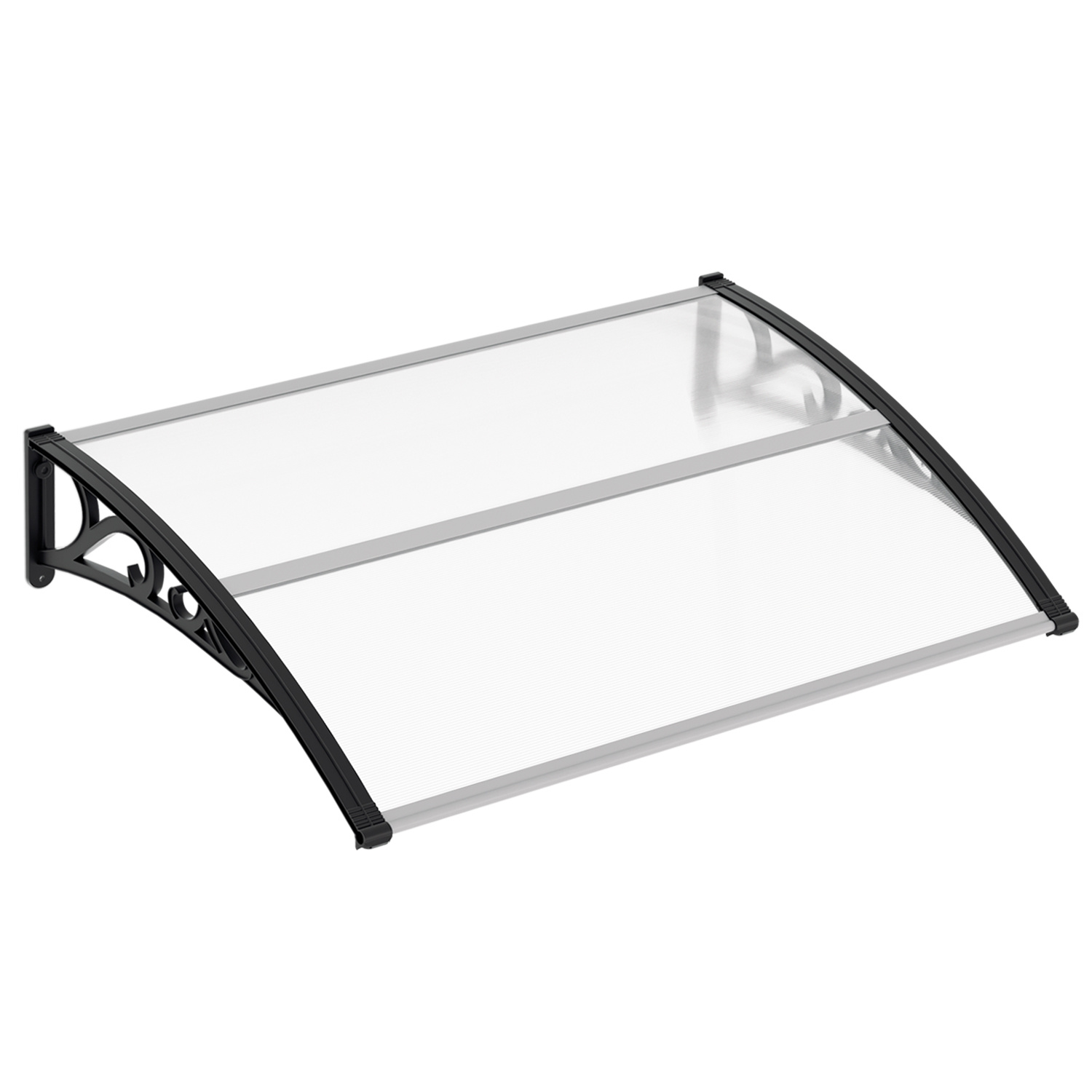 Tolletour Haustürvordach 150 X 100 Cm, Pultbogen Aus Transparentem Polycarbonat, Abs-tragarme