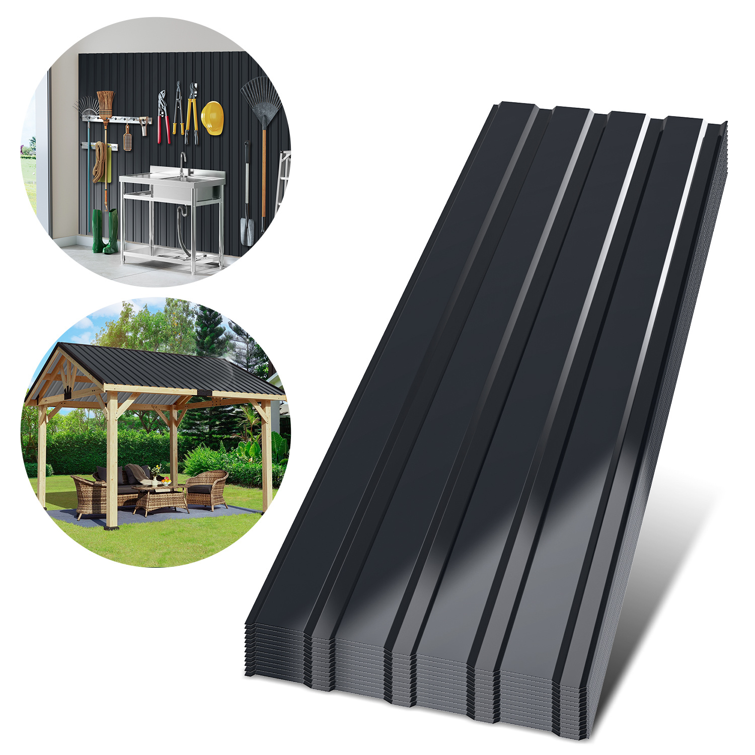 Tolletour 12x Wellblech Profilplatten 115 X 45 Cm, Bis 6 M², Anthrazit, Für Gartenhaus, Lager Und Geflügelstall