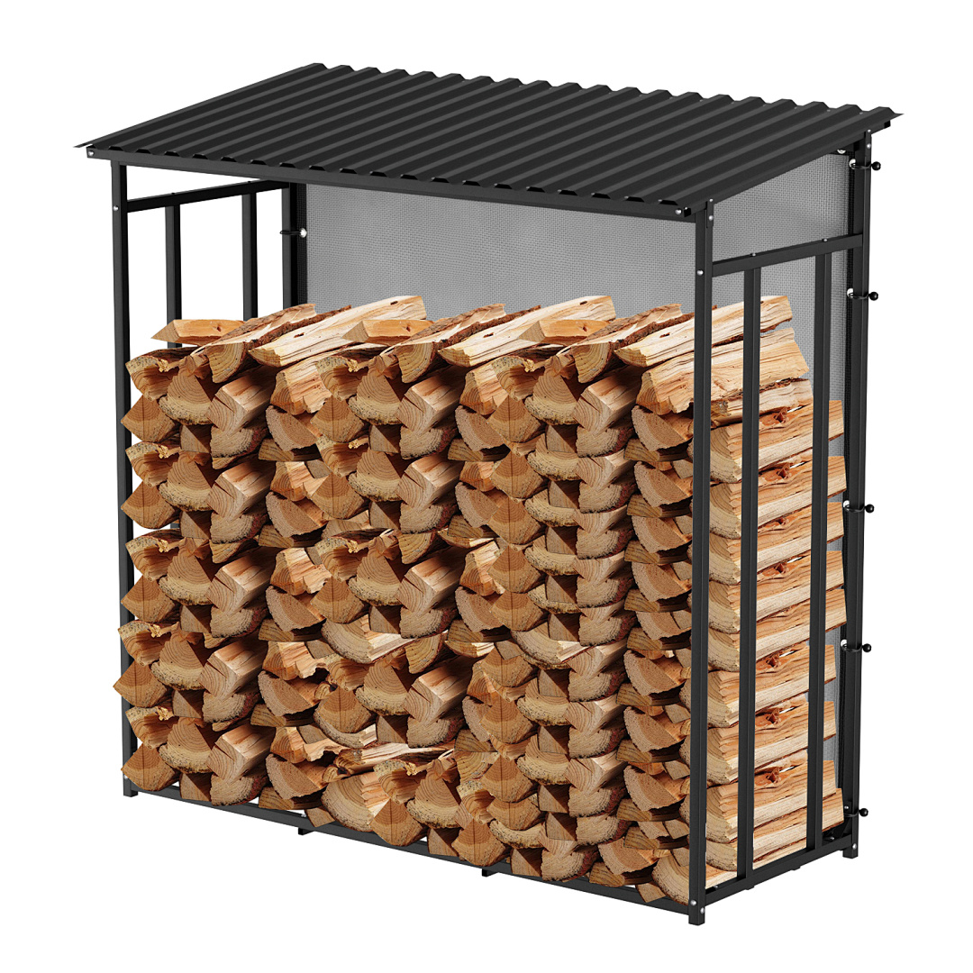 Tolletour Kaminholzregal Stapehilfe Metall Feuerholzregal 185x70x185cm Brennholzregal