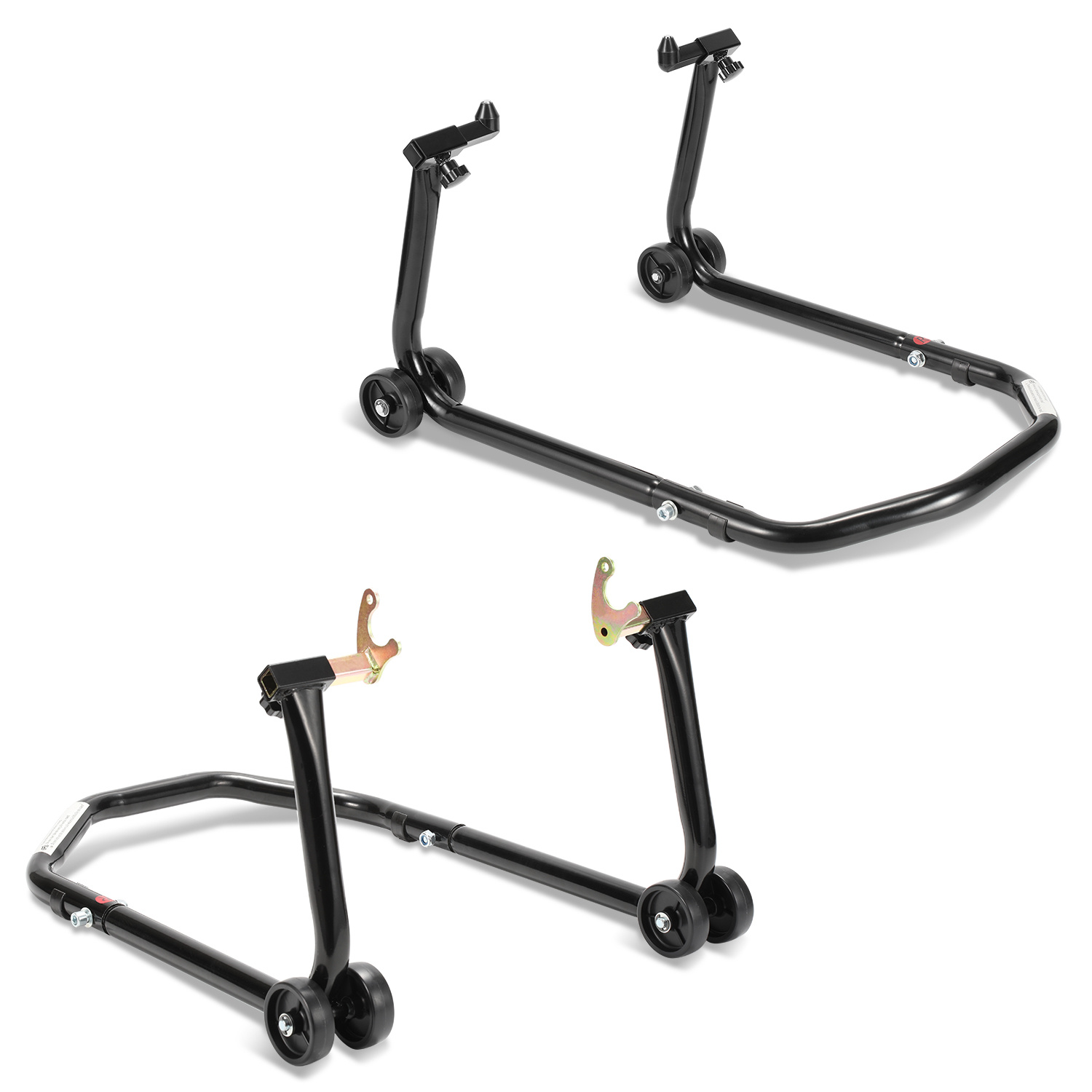 Tolletour Motorradständer Set Aus Front- Und Heckständer, U-form Stahl, Vorne 20–28 Cm, Hinten 30–40 Cm, Schwarz