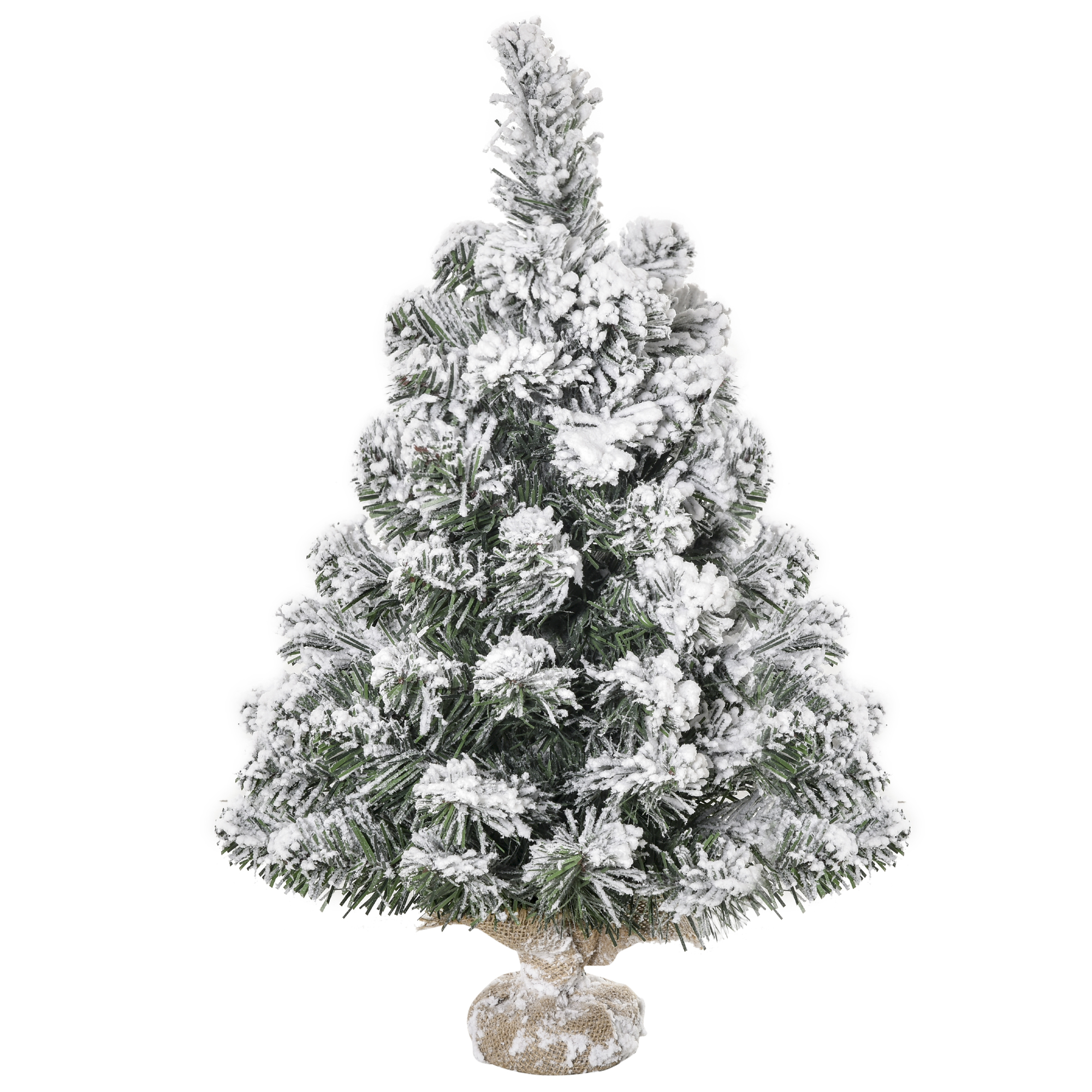 Künstlicher Weihnachtsbaum, 60 Cm Hoch, Mit 67 Feuerhemmenden Zweigen Und Einem Zementsockel, Weihnachtsdekoration Für Schreibtisch Oder Tisch, Ø 32 X 60 Cm, Grün Und Weiß