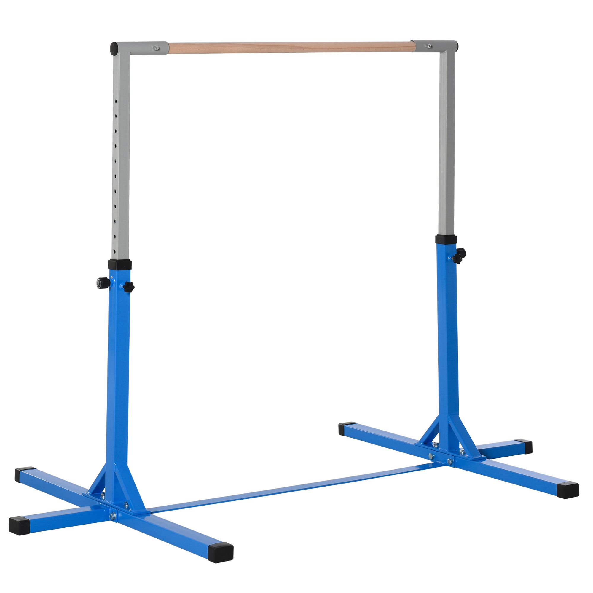 Kinder-turnreck, Höhenverstellbare Reckstange, Für Drinnen Und Draußen, Aus Robustem Holz Und Stahl, Maximale Belastung 75 Kg, Für Kinder Ab 3 Jahren, Blau