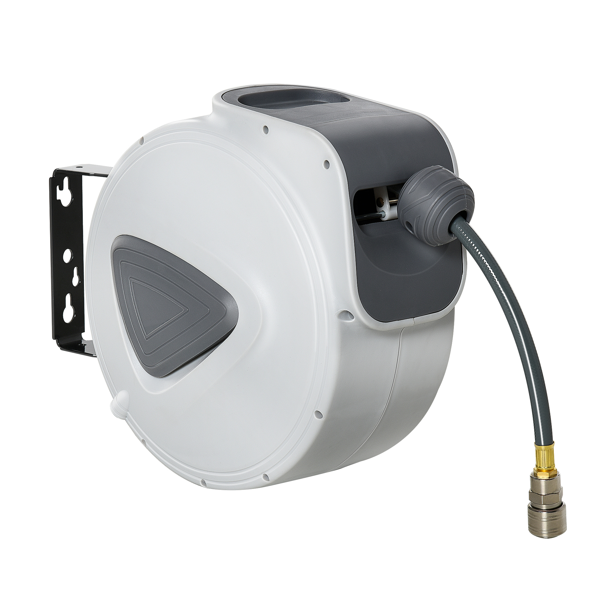 Automatische Druckluftschlauchtrommel (10 M), 1/4"-bsp-anschluss, 180° Drehbare Wandhalterung, Grau
