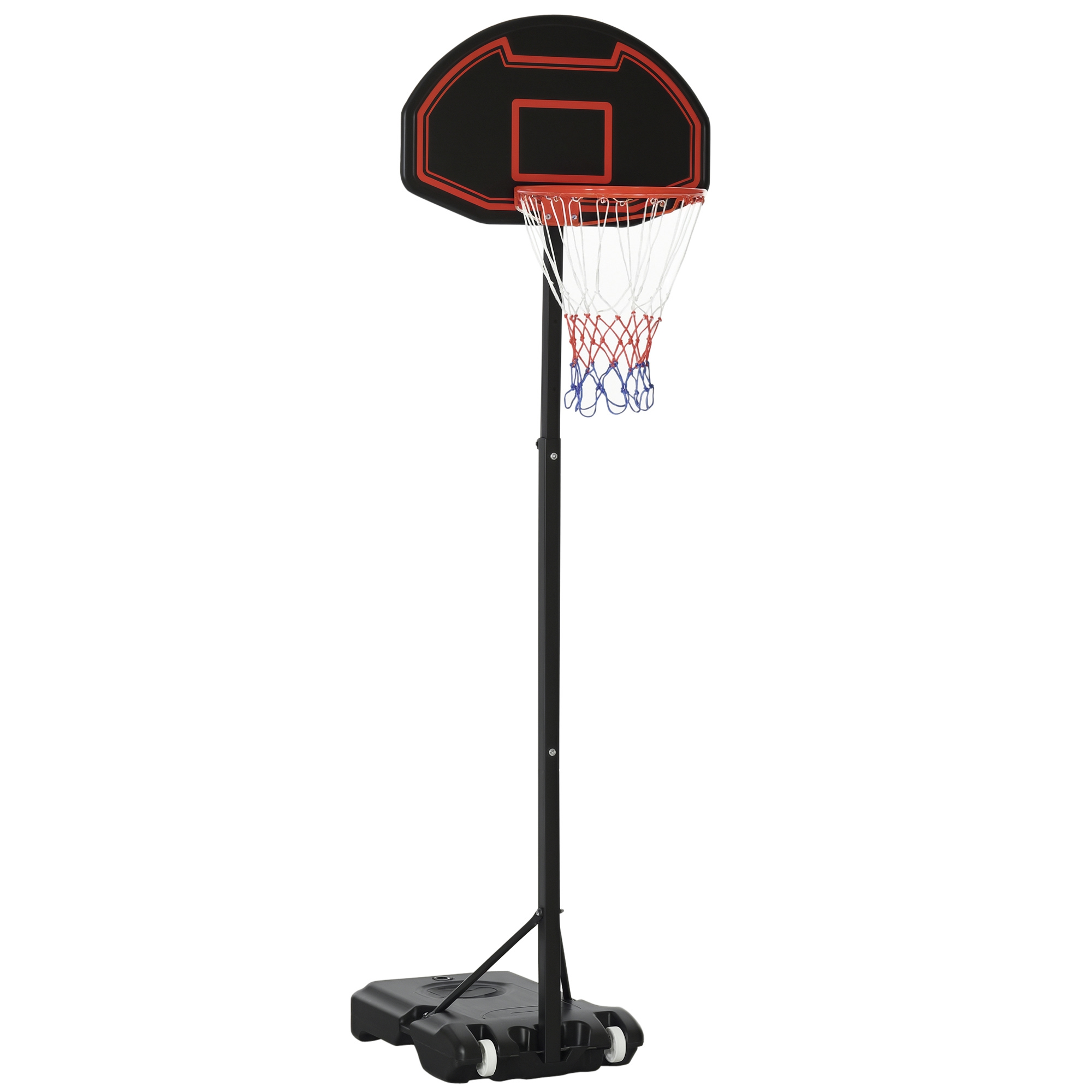 Basketballkorb, Höhenverstellbar, Beschwerter Fuß, Sehr Stabil, Schwarz, 131 X 49 X 195–250 Cm