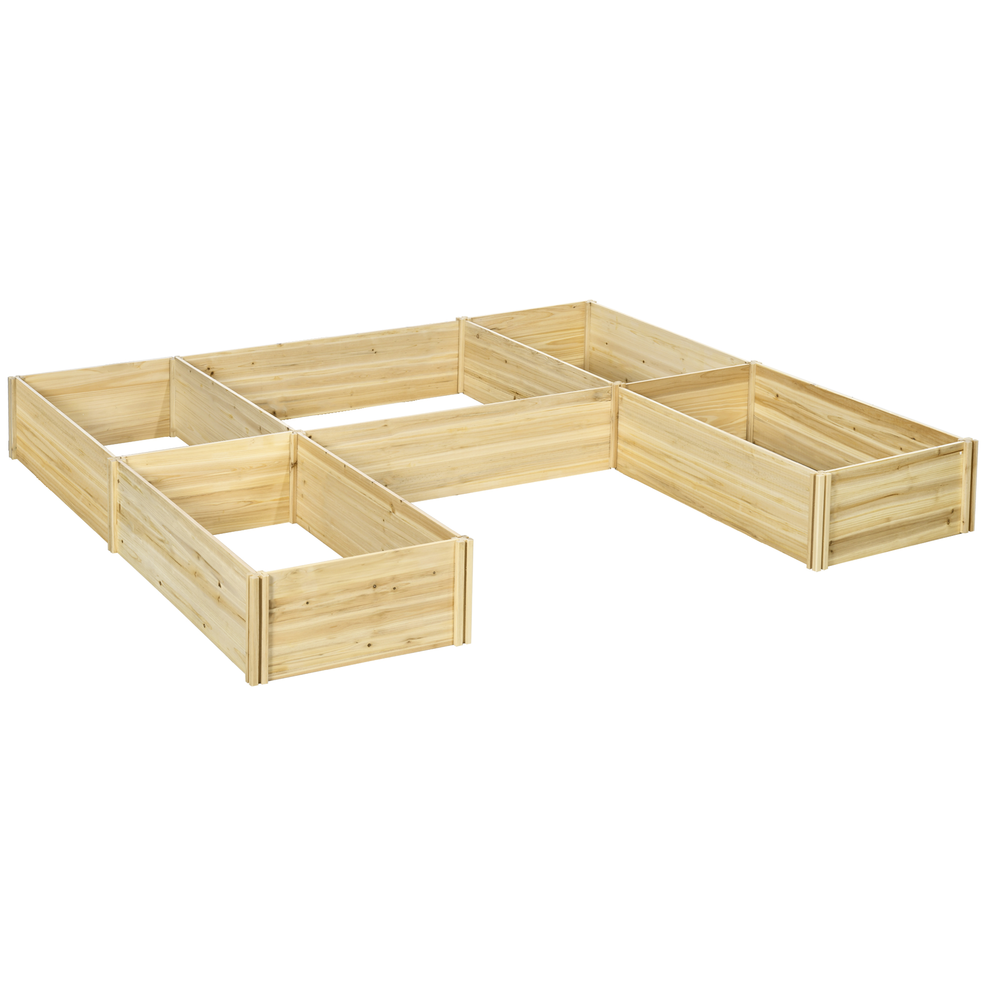 Modulares Outdoor-pflanzgefäß Mit Offenem Boden, Aus Tannenholz, 5-teilig, 230 X 230 X 28 Cm
