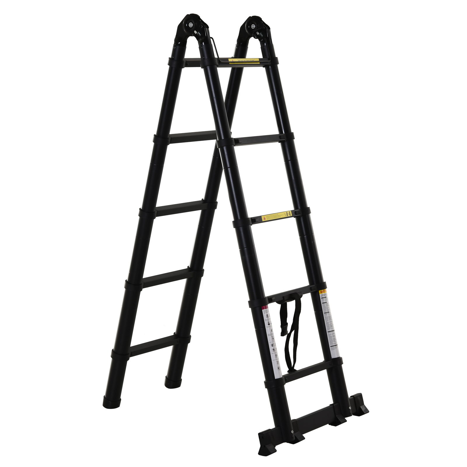 Klappbare Teleskopleiter Mit 10 Stufen, Multifunktional, Stabil, Tragbar, A-förmig, 3 Positionen, 320 X 67 X 7 Cm, Schwarz