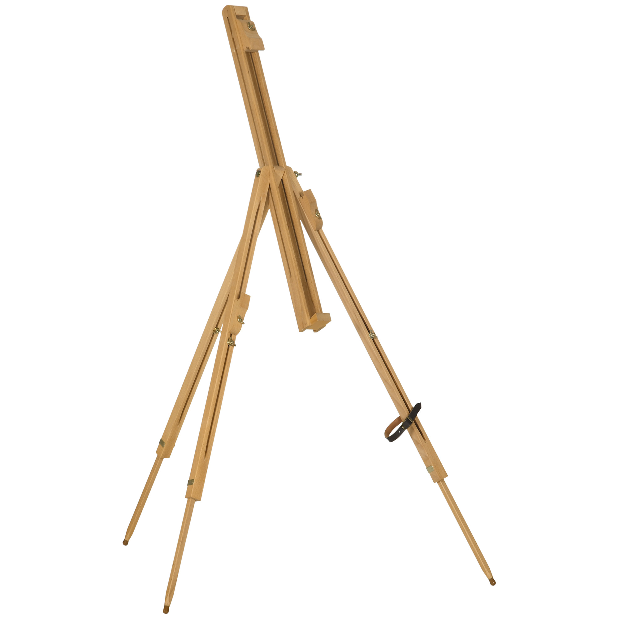 Höhenverstellbare, Zusammenklappbare Staffelei Aus Natürlichem Buchenholz, Für Leinwände Bis Zu Einer Höhe Von 107 Cm.