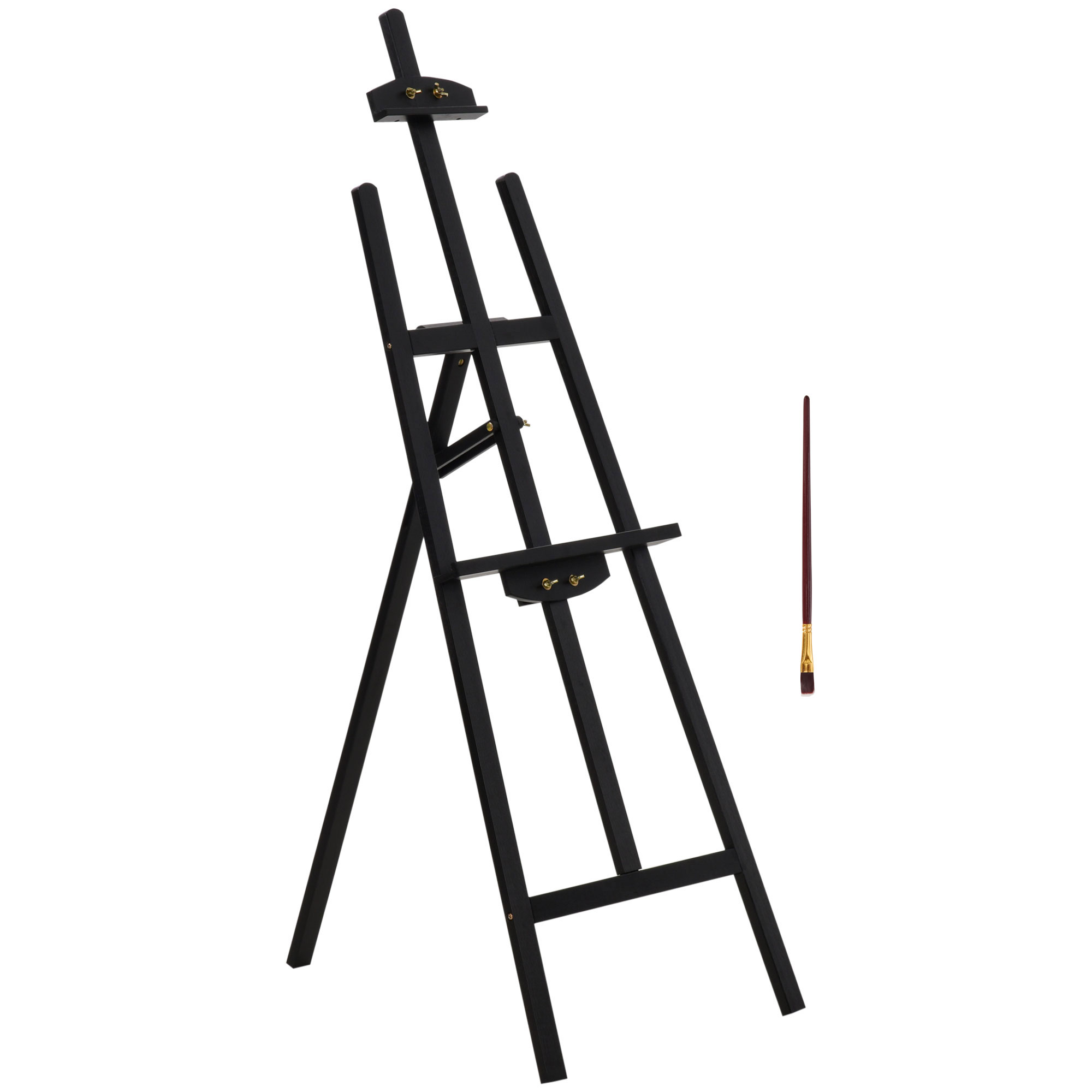 Holzstaffelei, 134,5 Cm Hoch, Für Leinwände Bis 108 Cm, Feldstaffelei, Atelierstaffelei Zum Malen, Skizzieren, Für Hochzeiten, Ausstellungen, Schwarz