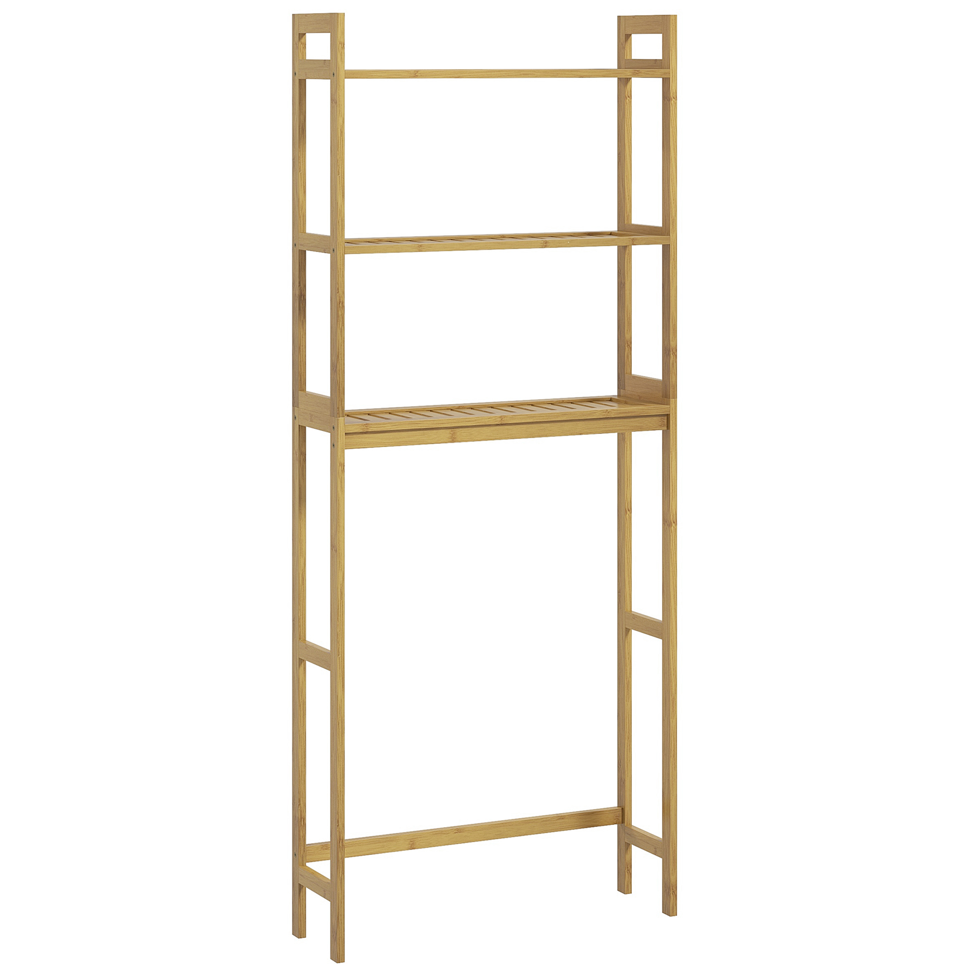 Wandhängender Badezimmerschrank Mit 3 Ablagen Und Antirutschmatten, 68 X 20 X 165 Cm, Natur