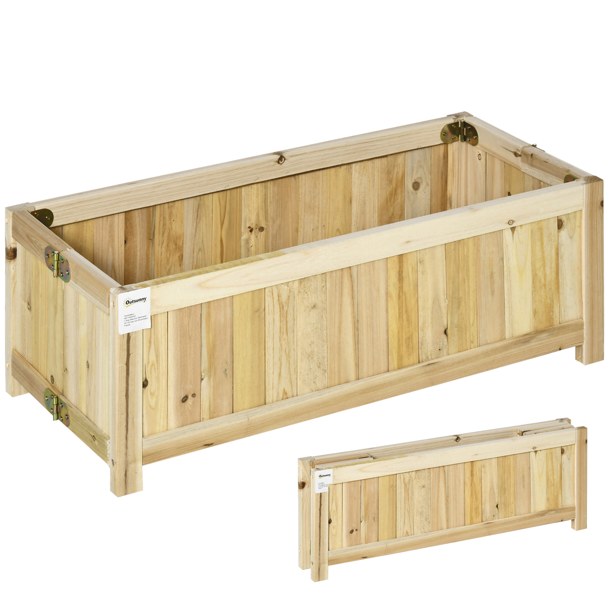 Klappbares Hochbeet Aus Witterungsbeständigem Massivholz, 70 Cm X 30 Cm X 25 Cm, Natur