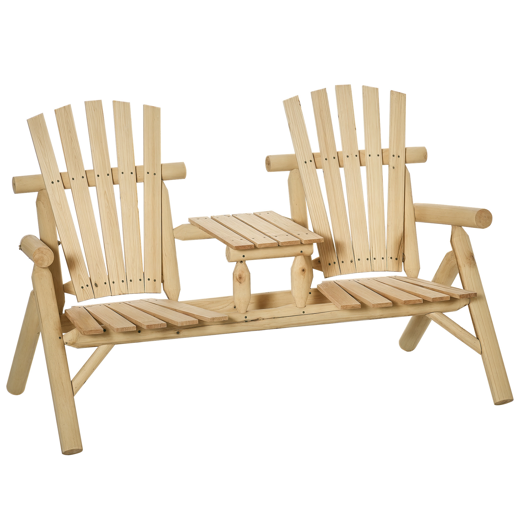 Gartenbank-set Für 2 Personen, Integrierter Tisch, Naturholz, 157 X 88 X 103 Cm