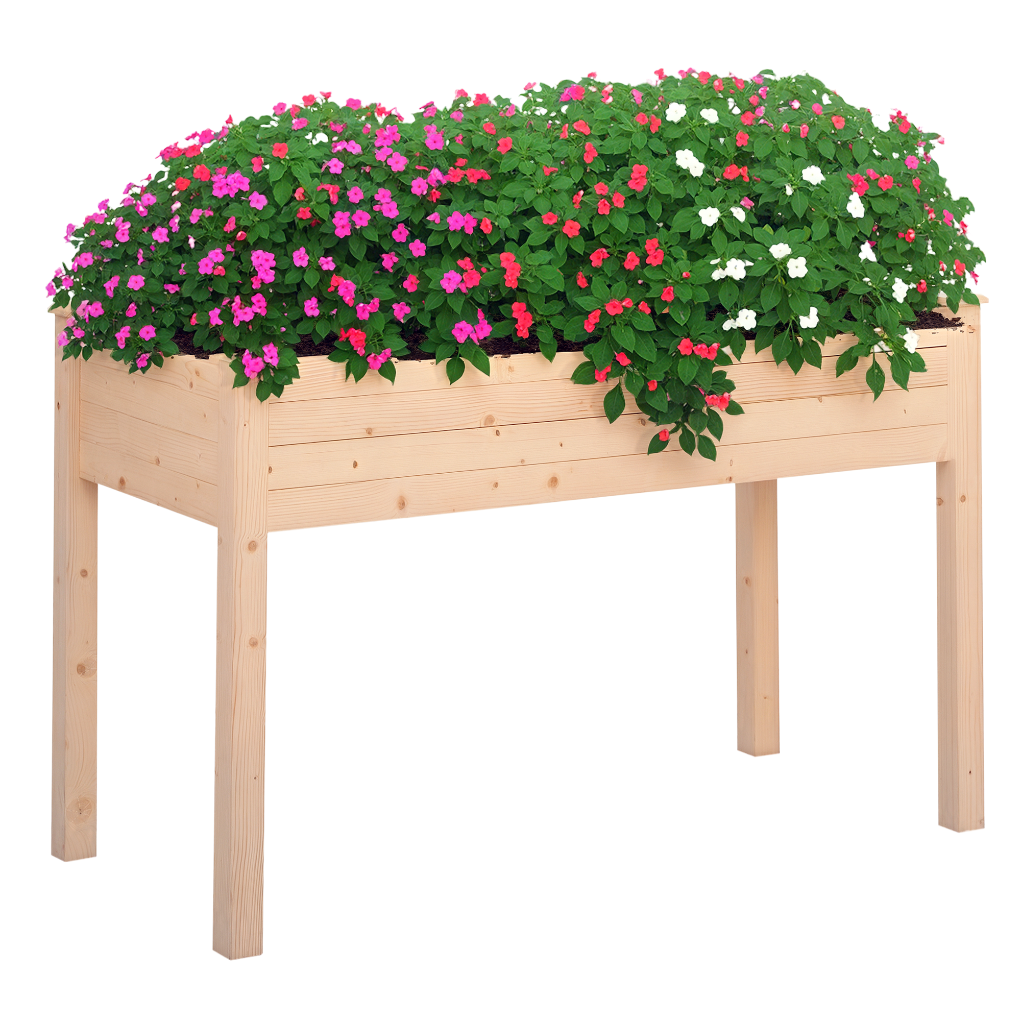 Hochbeet, Hängender Pflanztisch Mit Stoffabdeckung Für Den Garten, 122,5 X 56,5 X 76 Cm, Holz
