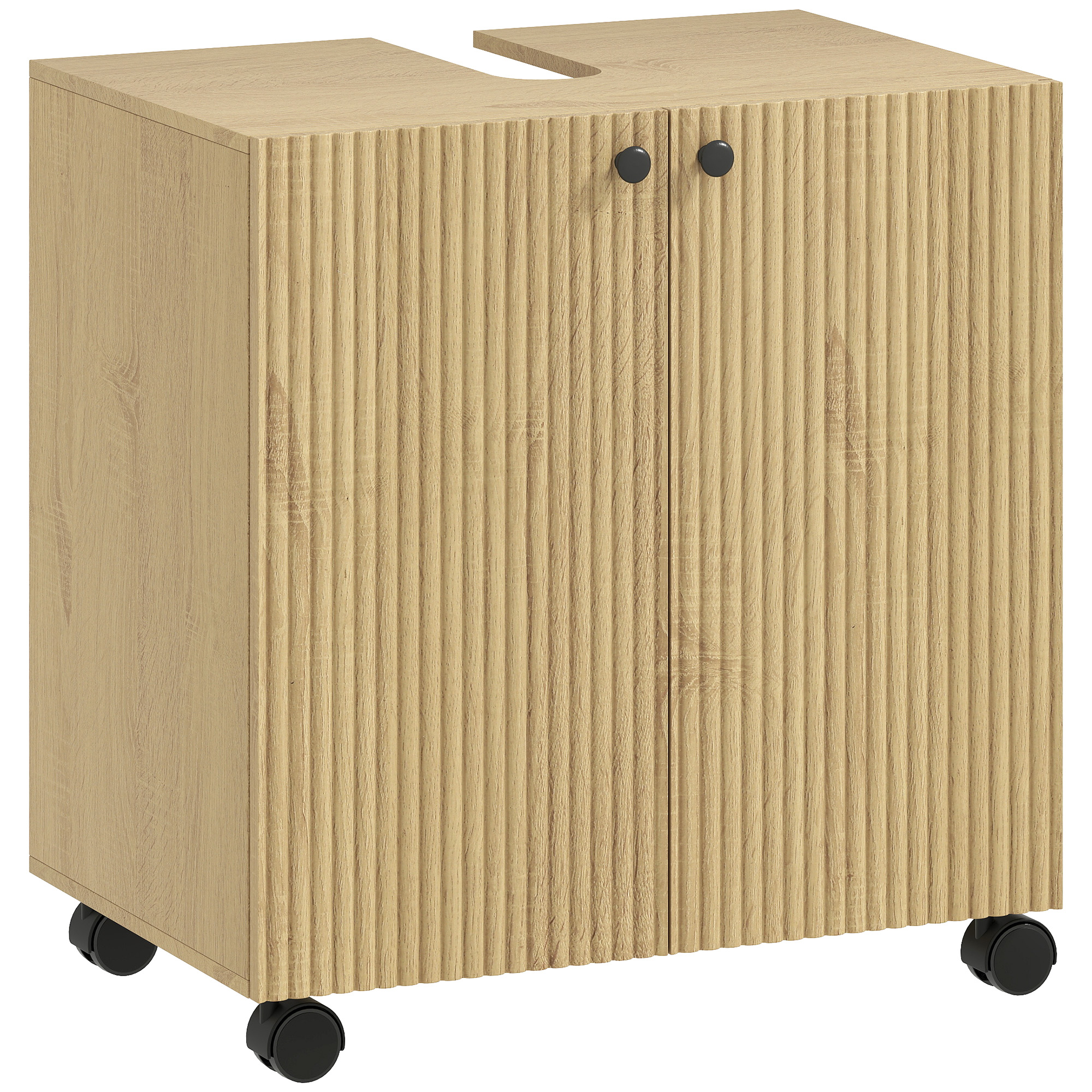 Badezimmer-waschtisch, 3-stufiges Regal, Rollen, Holz