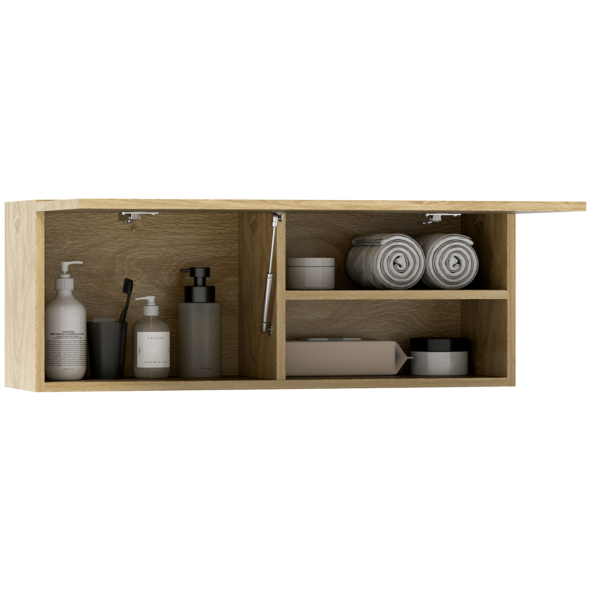 Badezimmerschrank Mit Klapptür Und Einlegeböden, 80 X 25 X 30 Cm, Naturholz