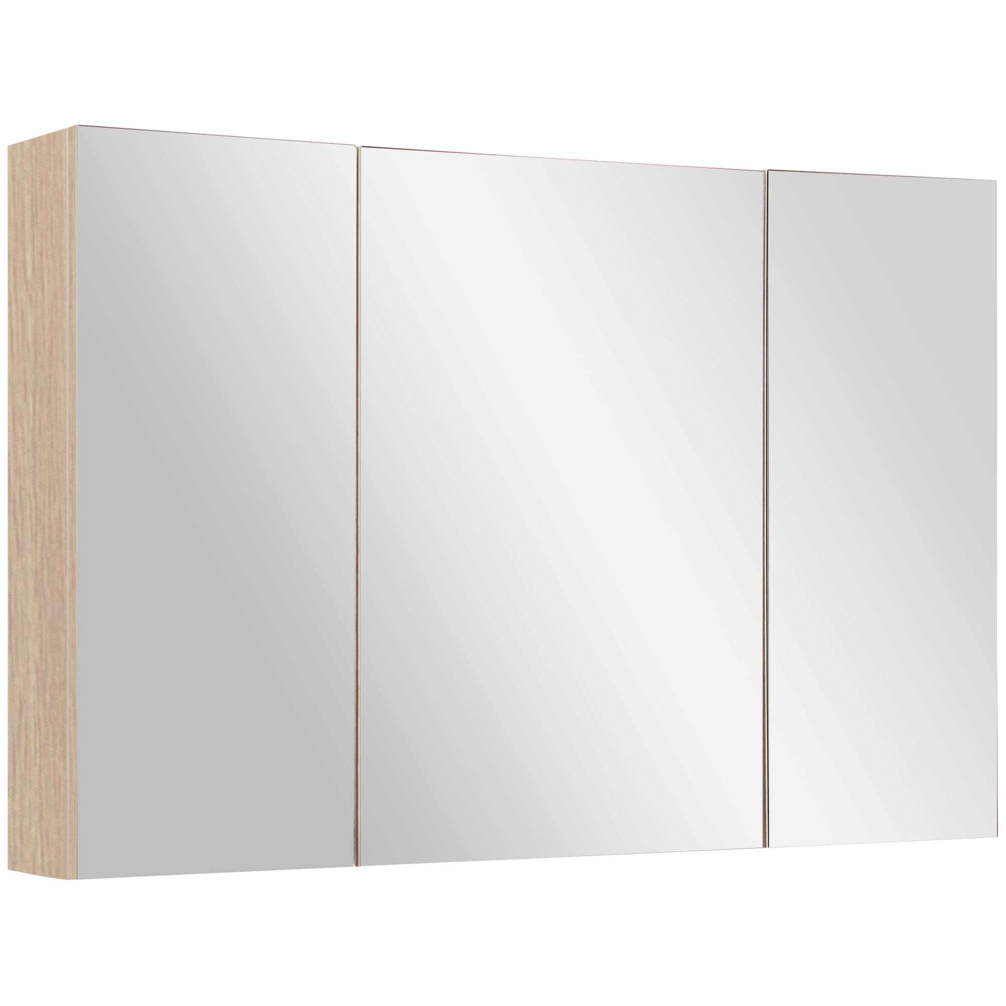 Badezimmerschrank Mit Spiegel, 3 Türen Mit Soft-close-funktion, Spiegel Und Verstellbaren Einlegeböden, Aus Holz Und Glas, 90 X 13,5 X 60 Cm, Holzfarbe