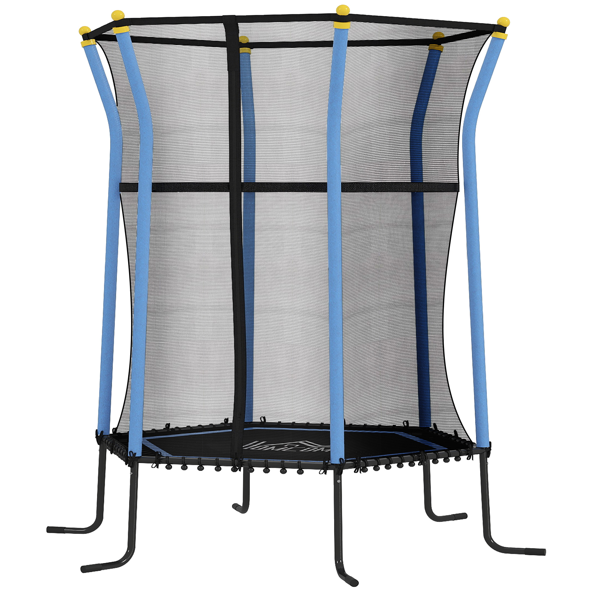 Kindertrampolin Mit Reißverschluss-eingang Und Gepolsterten Stangen, Aus Stahl, Pp Und Epe, Ø 163,5 X 190 Cm, Blau