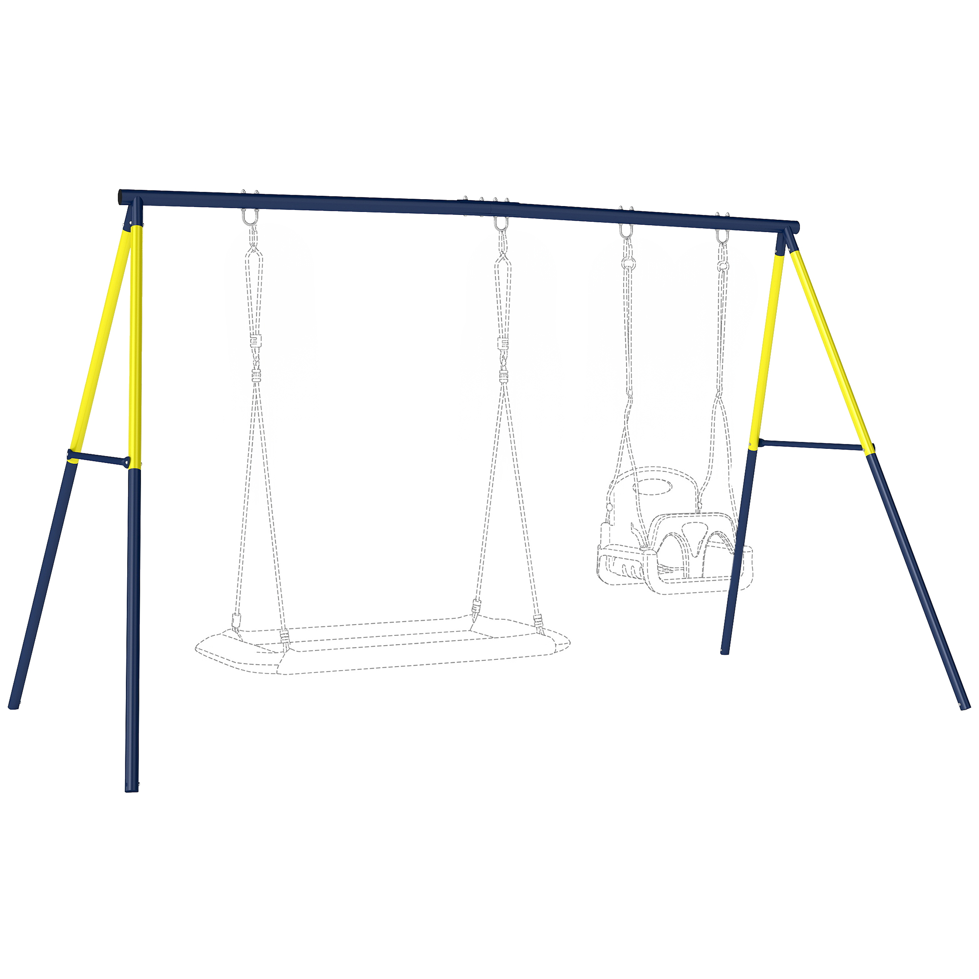 Gartenschaukel Aus Stahl Für Kinder Von 3 Bis 8 Jahren, 4 Haken, 260 X 160 X 178 Cm, Blau