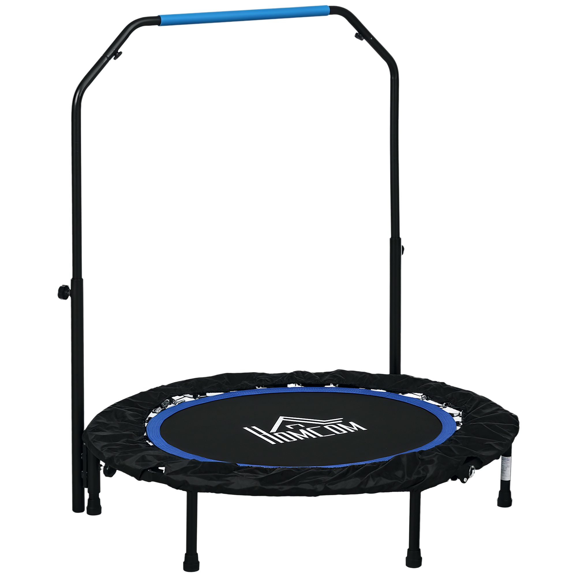 Mini-fitnesstrampolin, Faltbar, Ø 102 Cm, Mit Höhenverstellbaren Haltegriffen, Blau