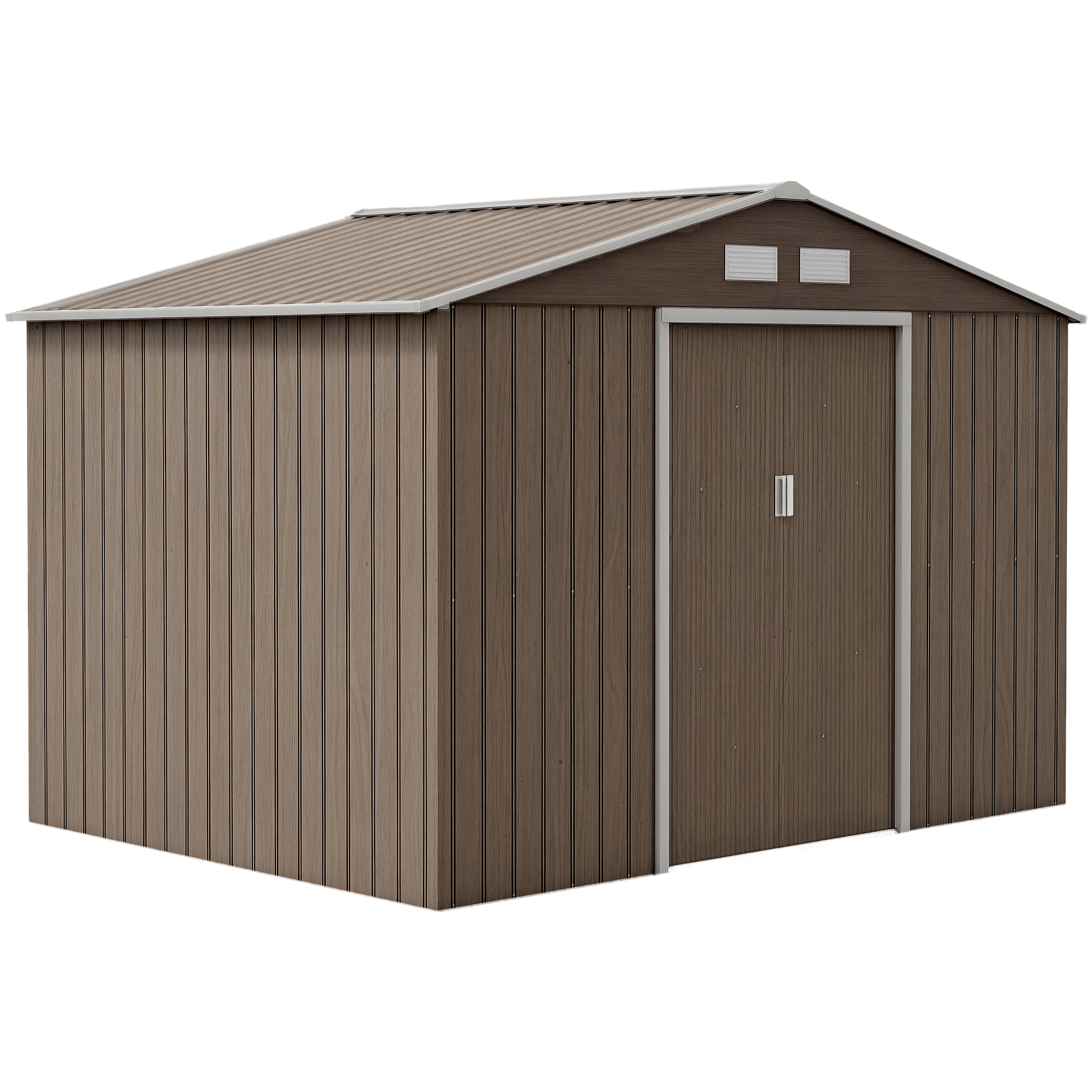 Gartenhaus, 2 Schiebetüren, 4 Fenster, Wetterfest, Metallrahmen, 2,7 X 1,9 X 1,9 M, Braun