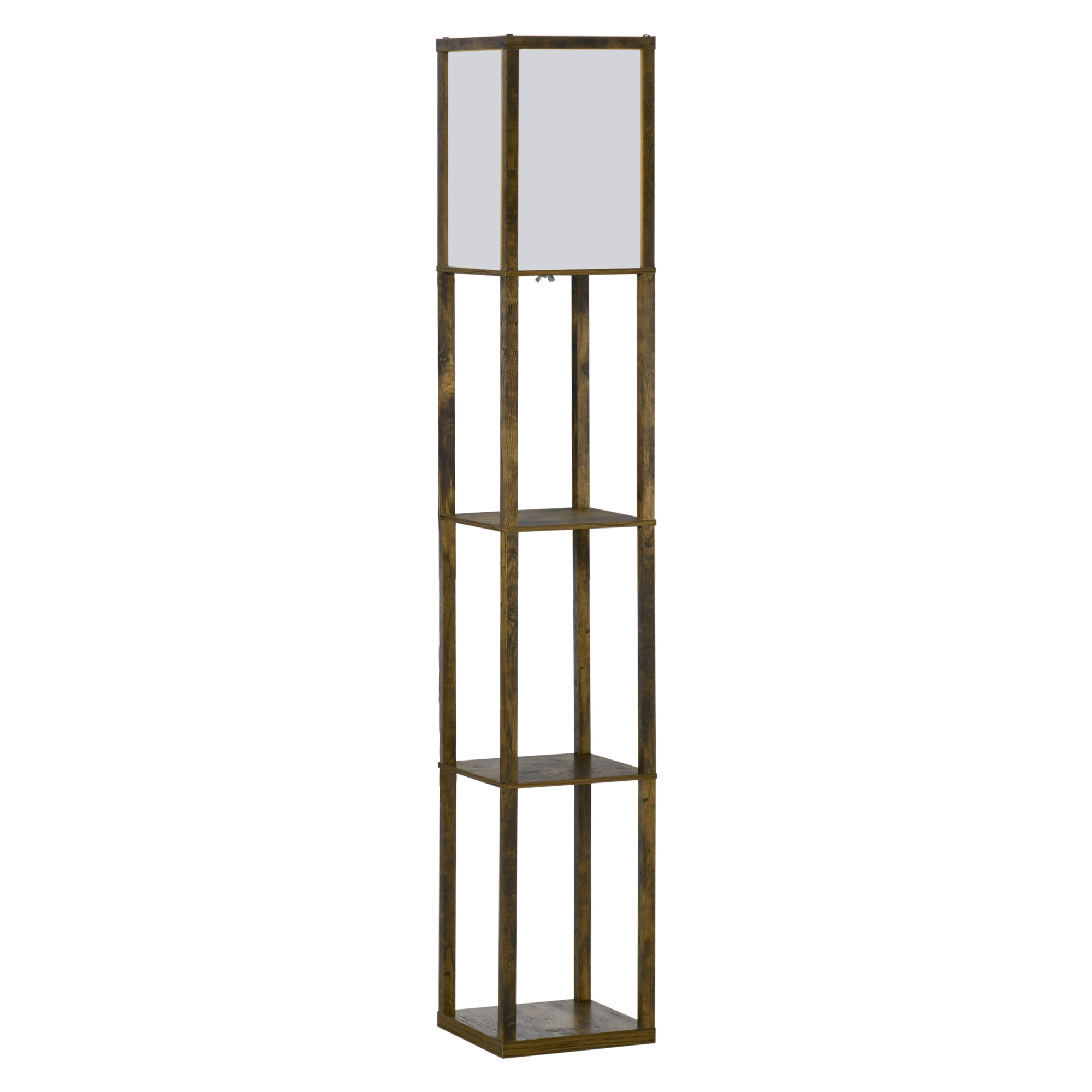 Stehlampe Mit 3 Ablagefächern Für E27-glühbirnen Max. 40 W, Ideal Für Das Wohnzimmer (26 X 26 X 160 Cm), Rustikale Braune Farbe.