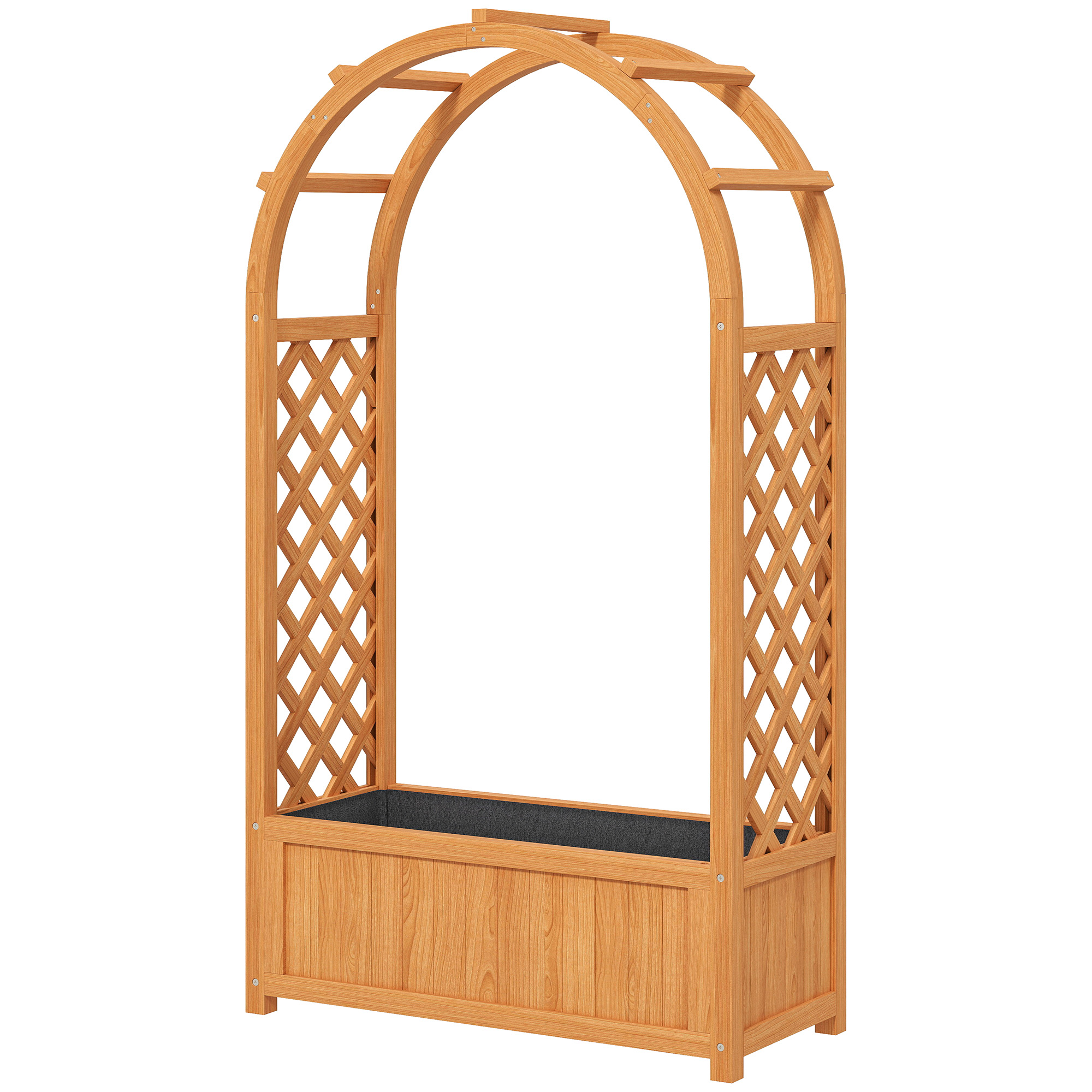 Hochbeet Mit Rankgitter, Geschwungenem Dach, Aus Holz, 83 X 36 X 145 Cm, Hellbraun