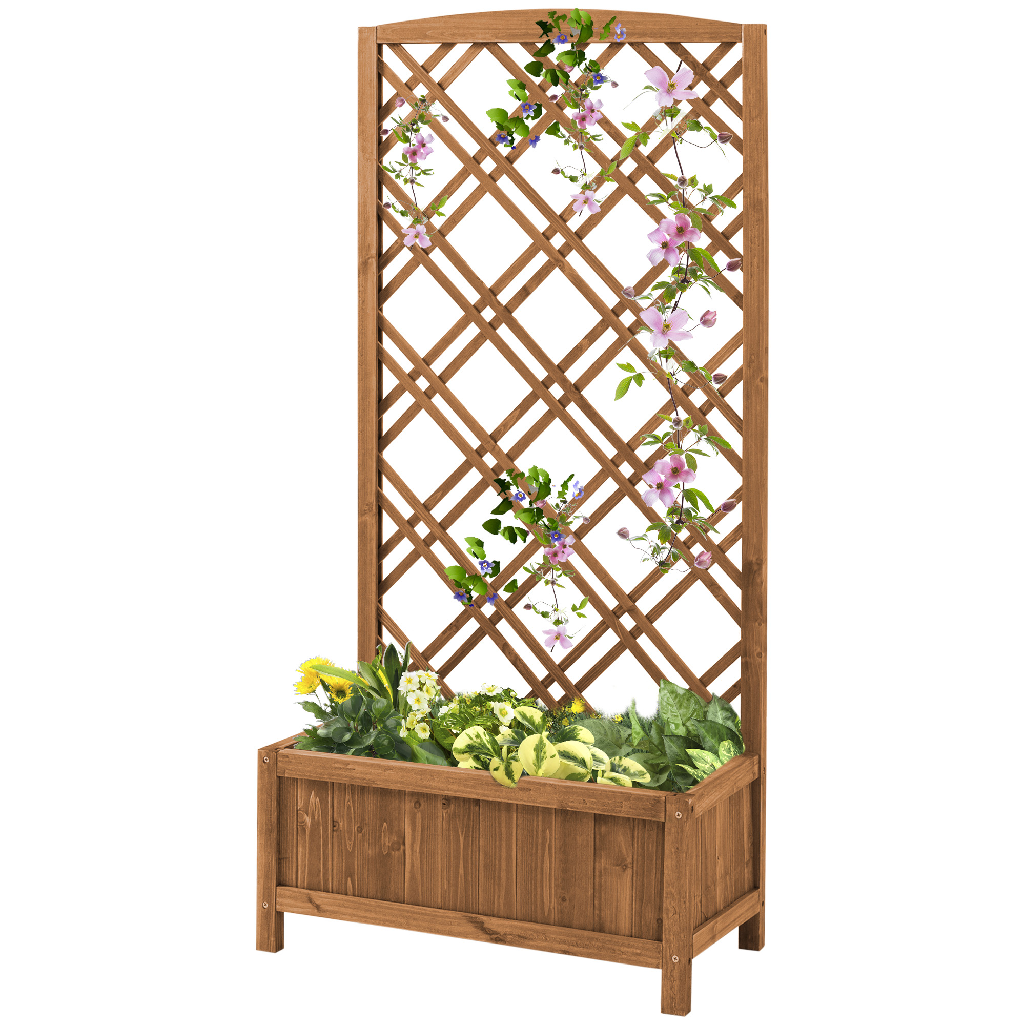 Pflanzkasten Aus Holz Für Kletterpflanzen, Gärten, Terrassen Und Balkone, 60 X 30 X 122,5 Cm, Natur