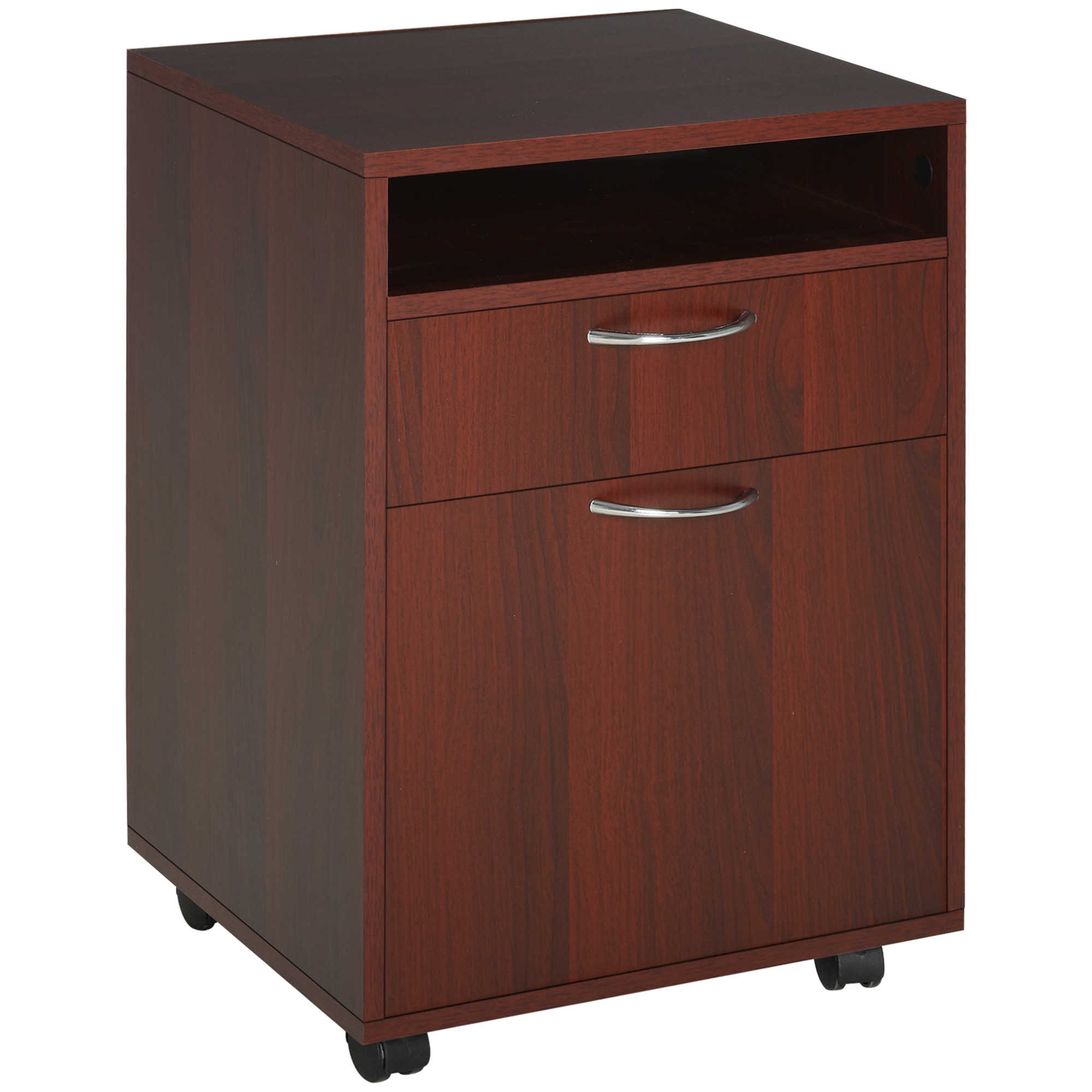 Mobiler Büro-aktenschrank Mit Schubladen Und Tür, 40 X 35 X 60 Cm, Dunkelbraun