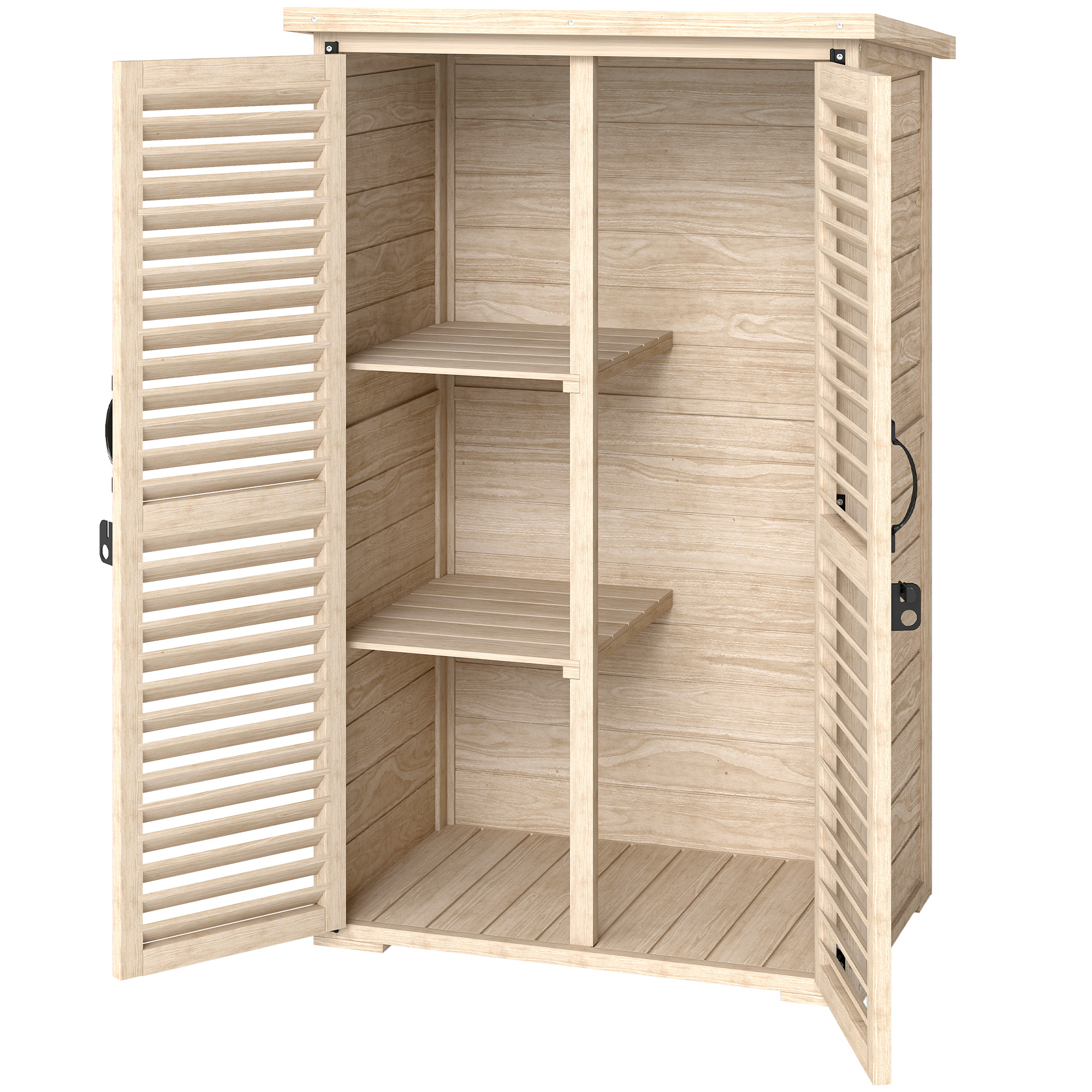 Gartenhaus Aus Naturholz, 75 X 50 X 118 Cm, Werkzeugschrank Mit 2 Einlegeböden Und 2 Türen