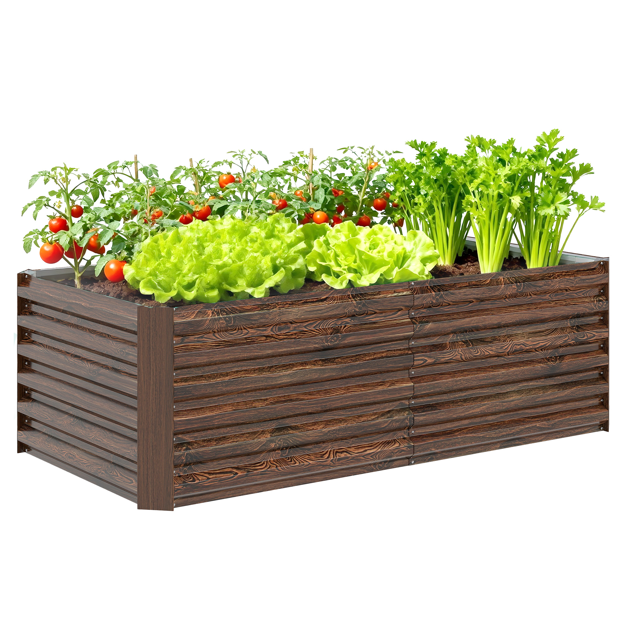 Hochbeet Mit Offenem Boden Und Abgerundeten Kanten, 180 X 90 X 57,5 Cm, Dunkelbraun