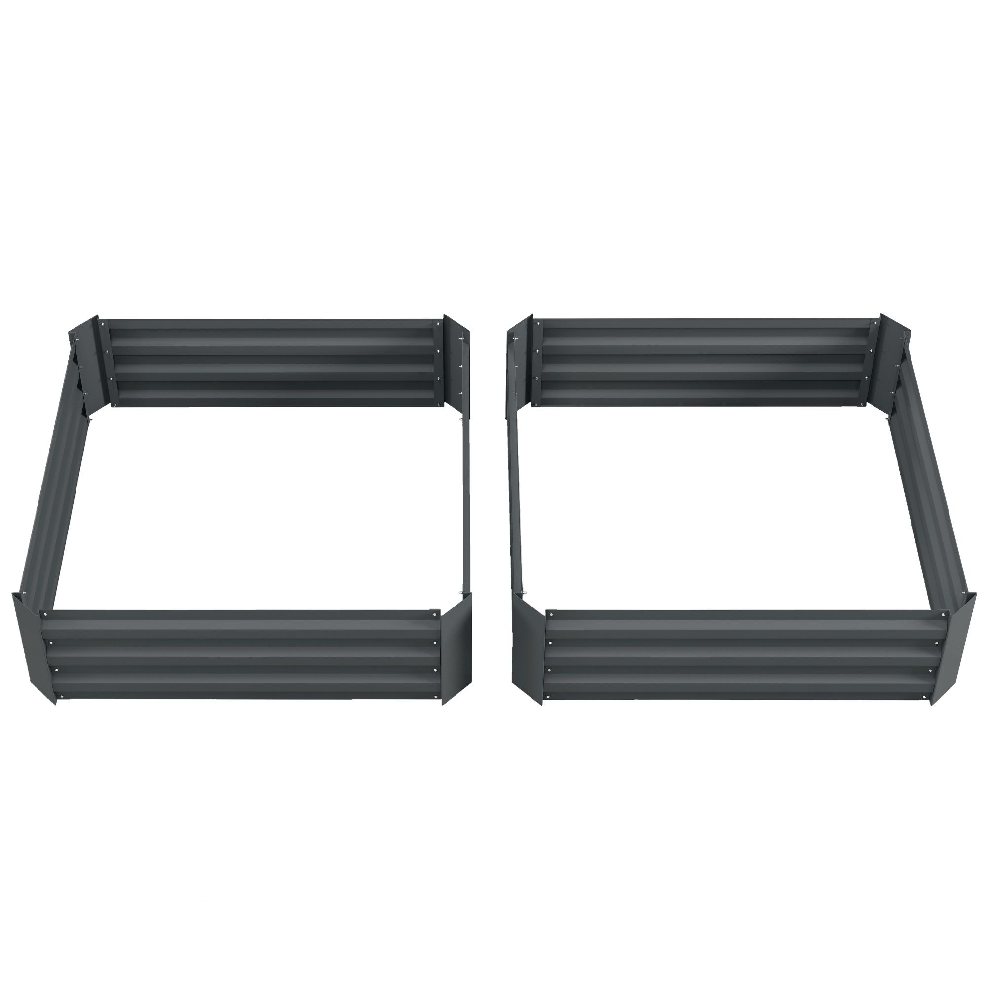 Set Aus 2 Pflanzkästen/blumentöpfen Für Garten Und Terrasse, Aus Verzinktem Stahl, 100 X 100 X 30 Cm, Dunkelgrau
