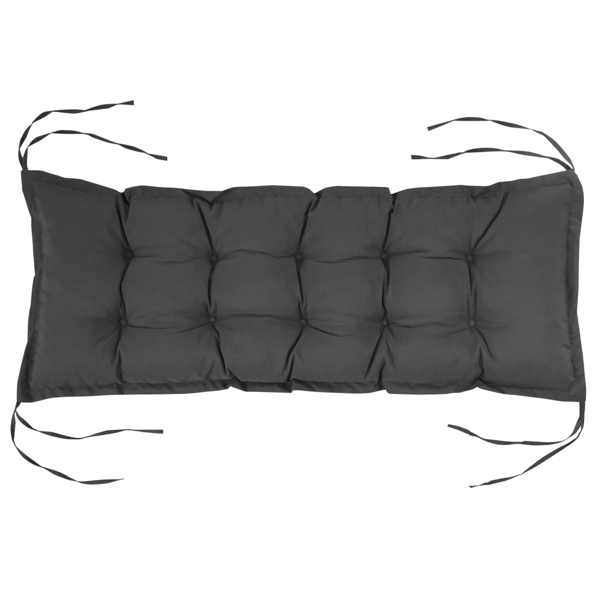 Sitzkissen 100 X 40 Cm, Stuhlkissen Mit Bändern, 10 Cm Dick, Gepolstert, Dunkelgrau