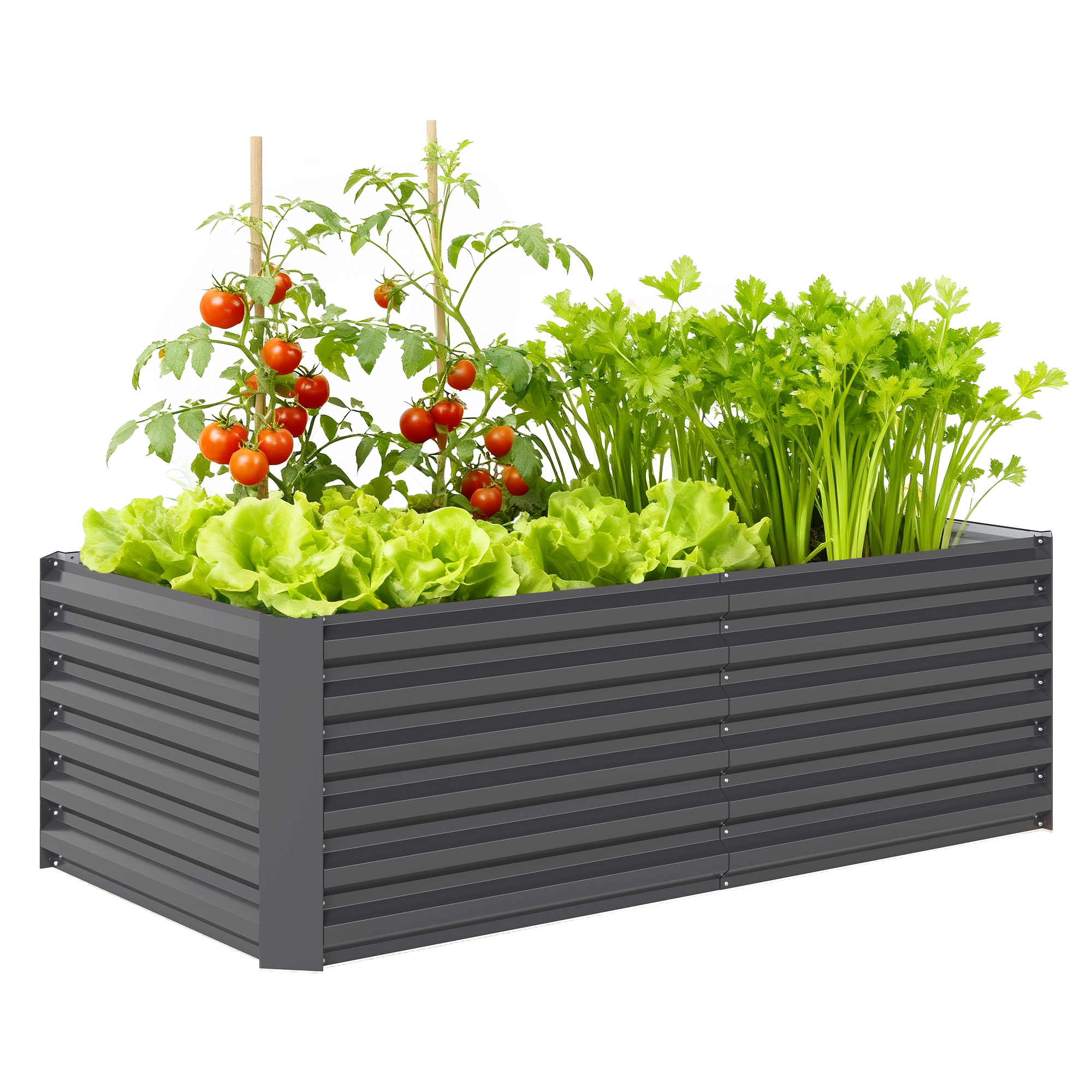 Hochbeet Mit Offenem Boden Und Abgerundeten Kanten, 180 X 90 X 57,5 Cm, Dunkelgrau