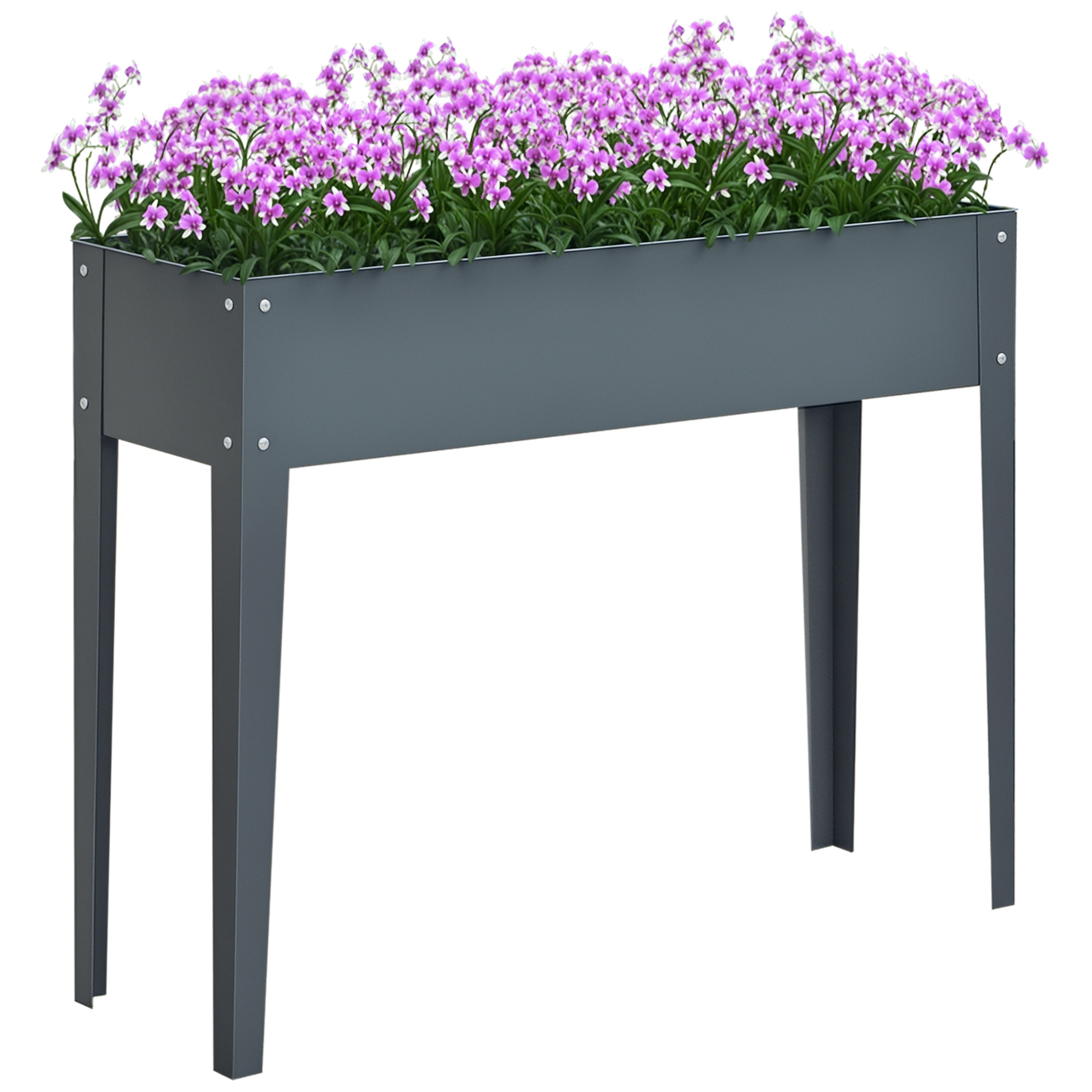 Rechteckiger Hochbeettisch Für Pflanzen, Gemüse Und Blumen, Mit 3 Abflusslöchern, 100 X 30 X 80 Cm, Grau