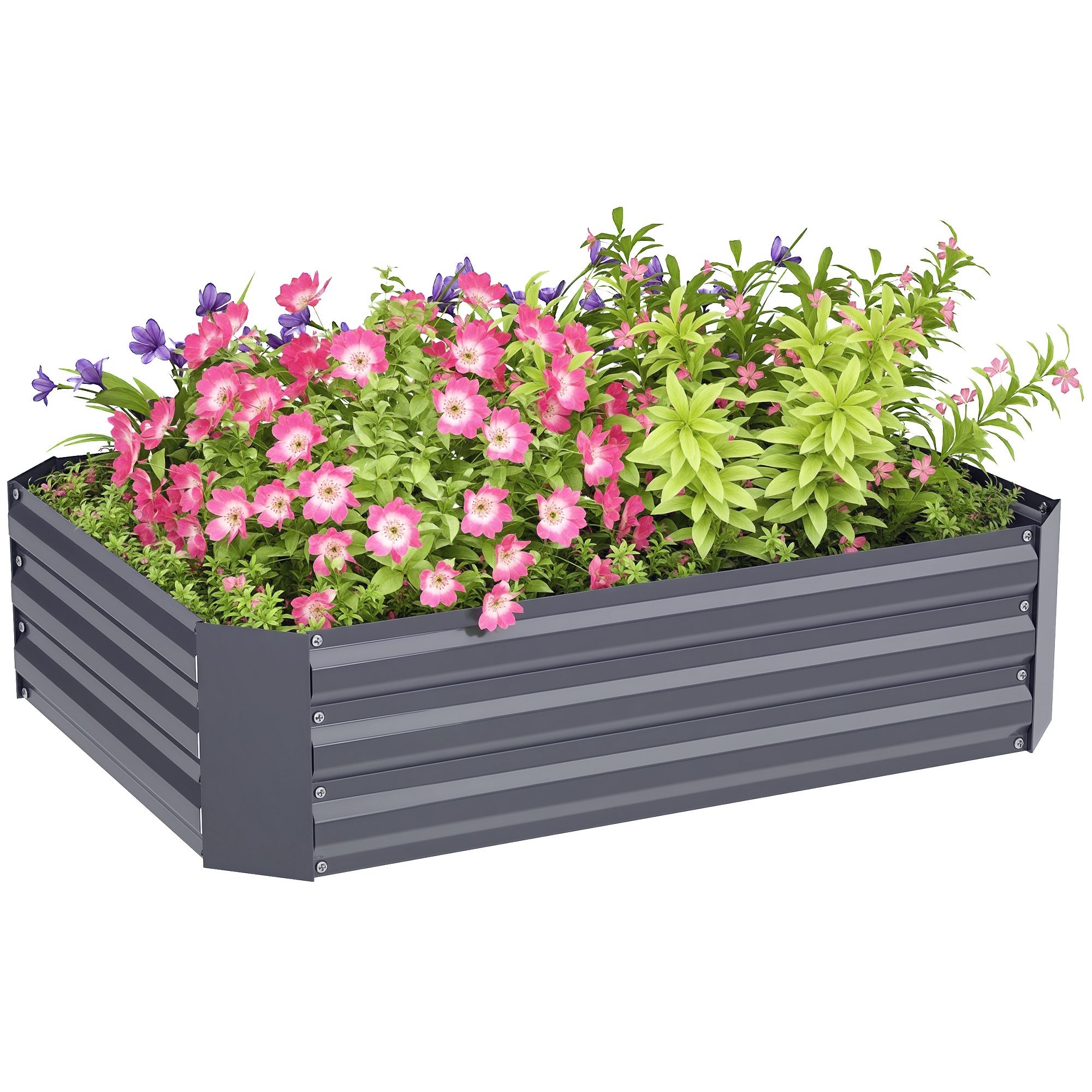 Erhöhter Pflanzkasten Aus Verzinktem Stahl, Blumentopf, Gartenpflanzgefäß, 120 X 90 X 30 Cm, Dunkelgrau