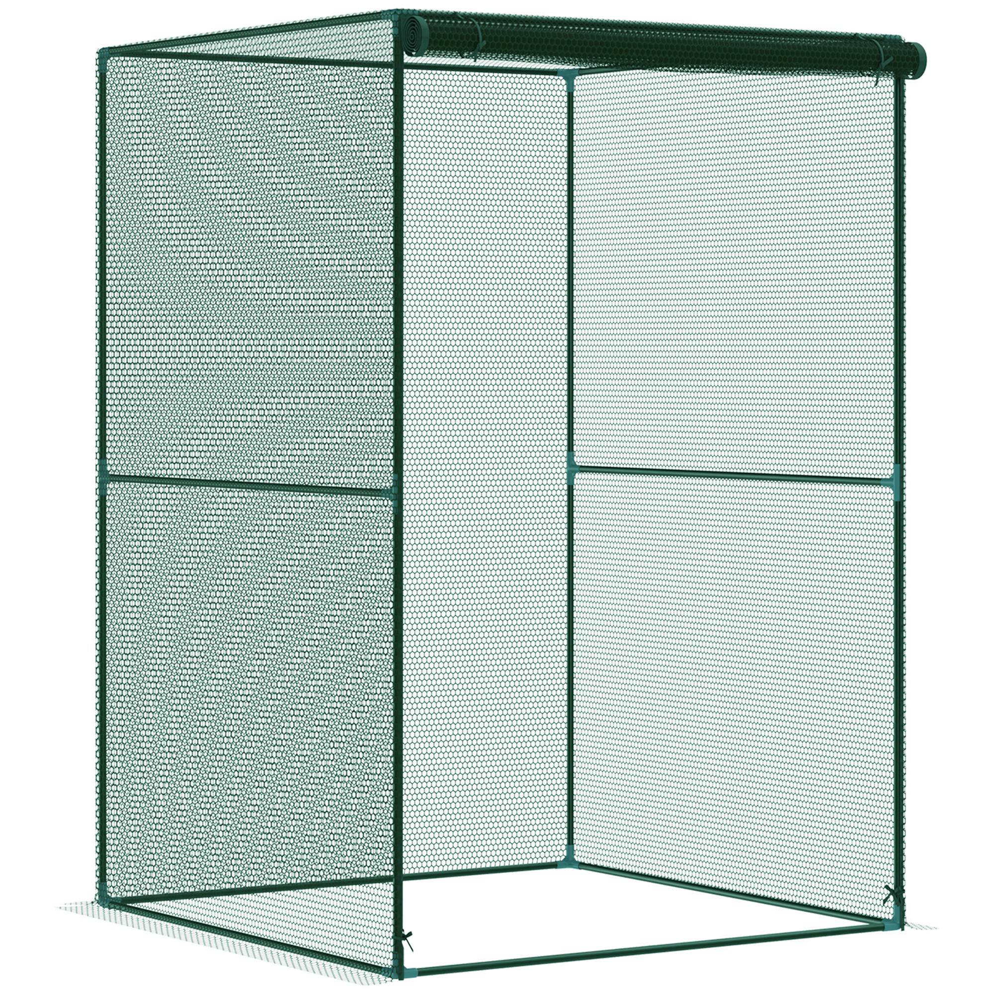 Pflanzkäfig 120 X 120 X 180 Cm Mit Rolltür Und Stahlrahmen Für Garten Oder Terrasse, Grün
