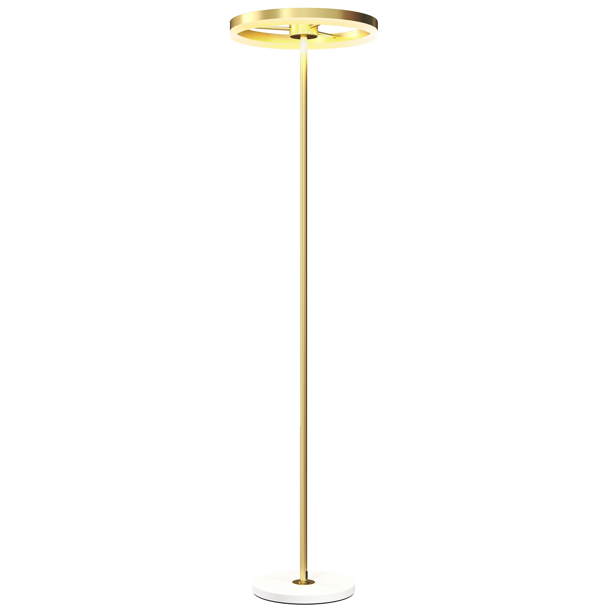 Stehlampe, Fußschalter, Metallgestell, Acrylschirm, 4000 K, Dimmbar, Goldfarben