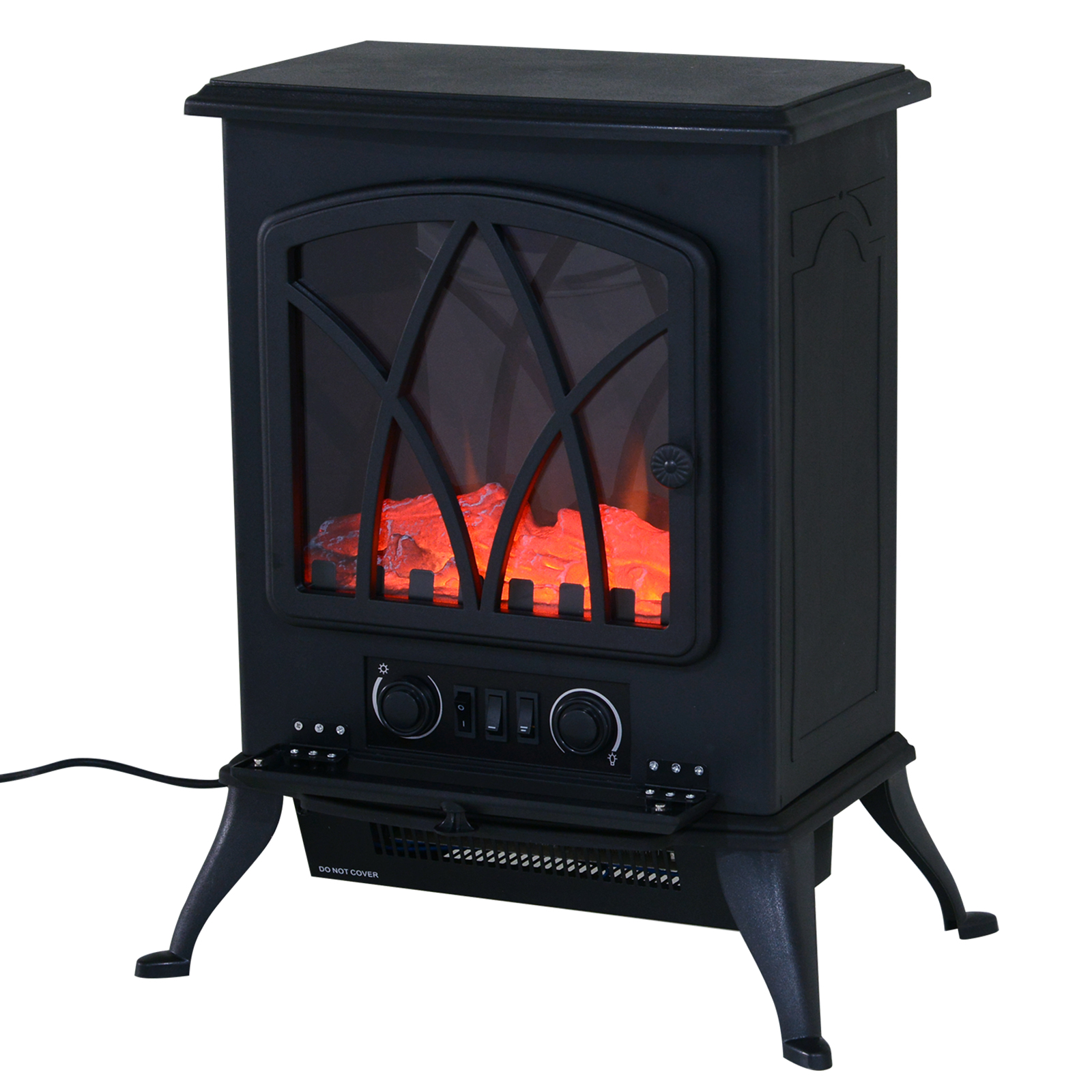 Elektrischer Kamin Mit Heizfunktion, Elektrischer Kamin Mit Led-flammeneffekt, Dekorativer Kamin 1000/2000 W, Elektrischer Kaminofen, Schwarz
