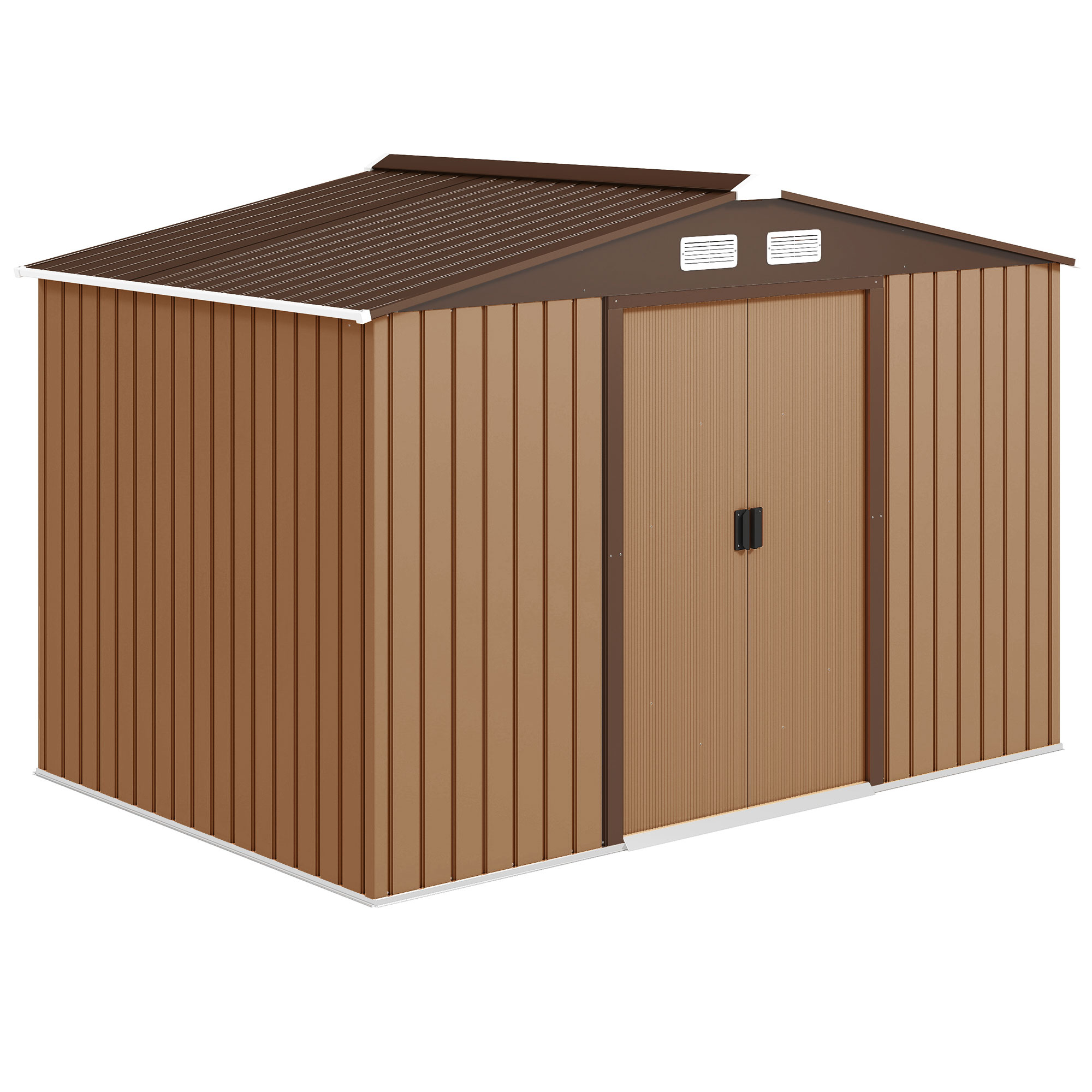 Gartenhaus 4,9 M² (277 X 195 X 192 Cm) Mit 2 Schiebetüren, Verstärktem Boden (boden Nicht Enthalten), Gelb